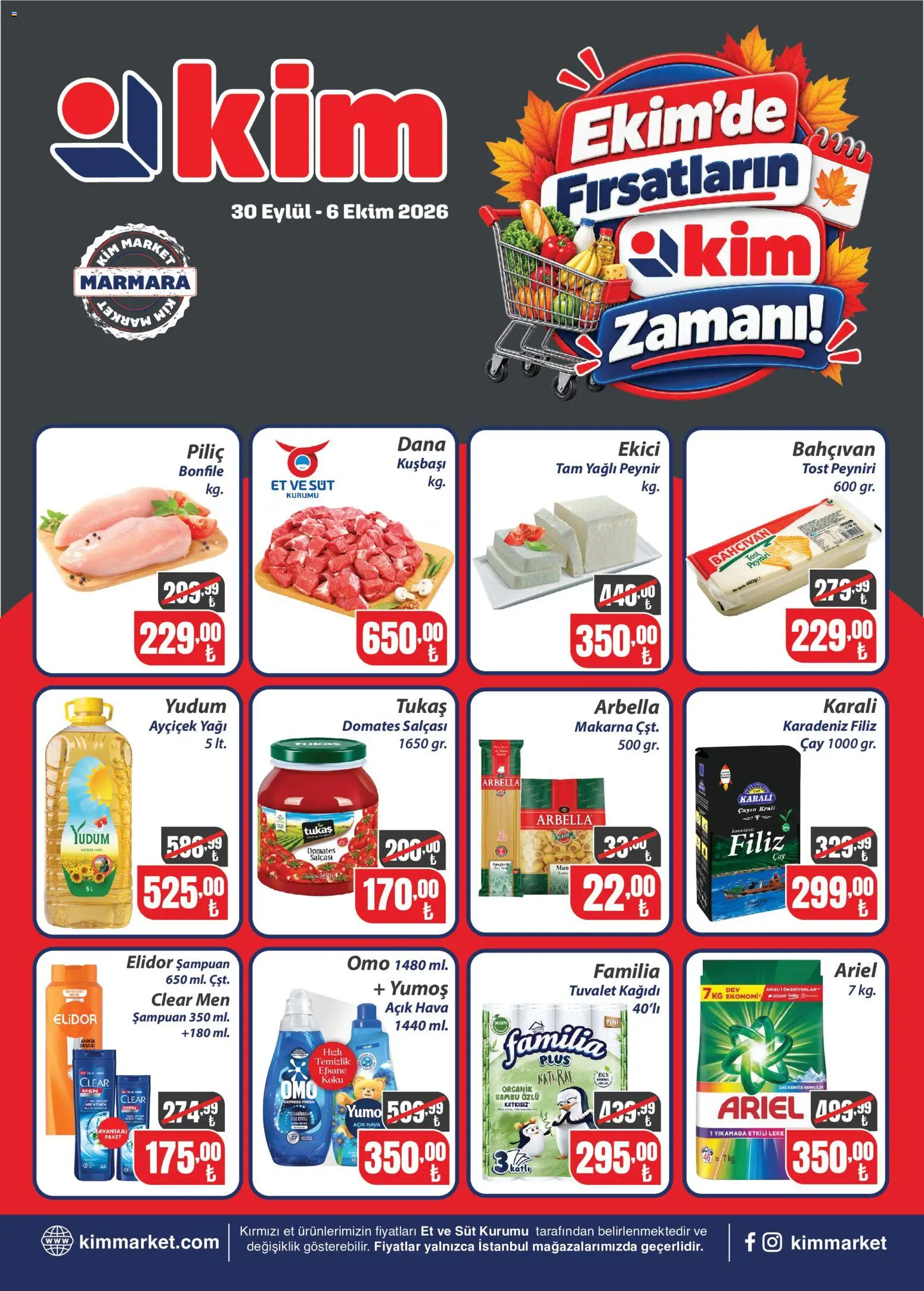 Kim Market Kim Market Katalog - Marmara Insert 30.09.2026 - Broşürünün önizlemesi - Et, Peynir, Tuvalet, Şampuan, Domates, Bonfile, Koku, Dana kuşbaşı