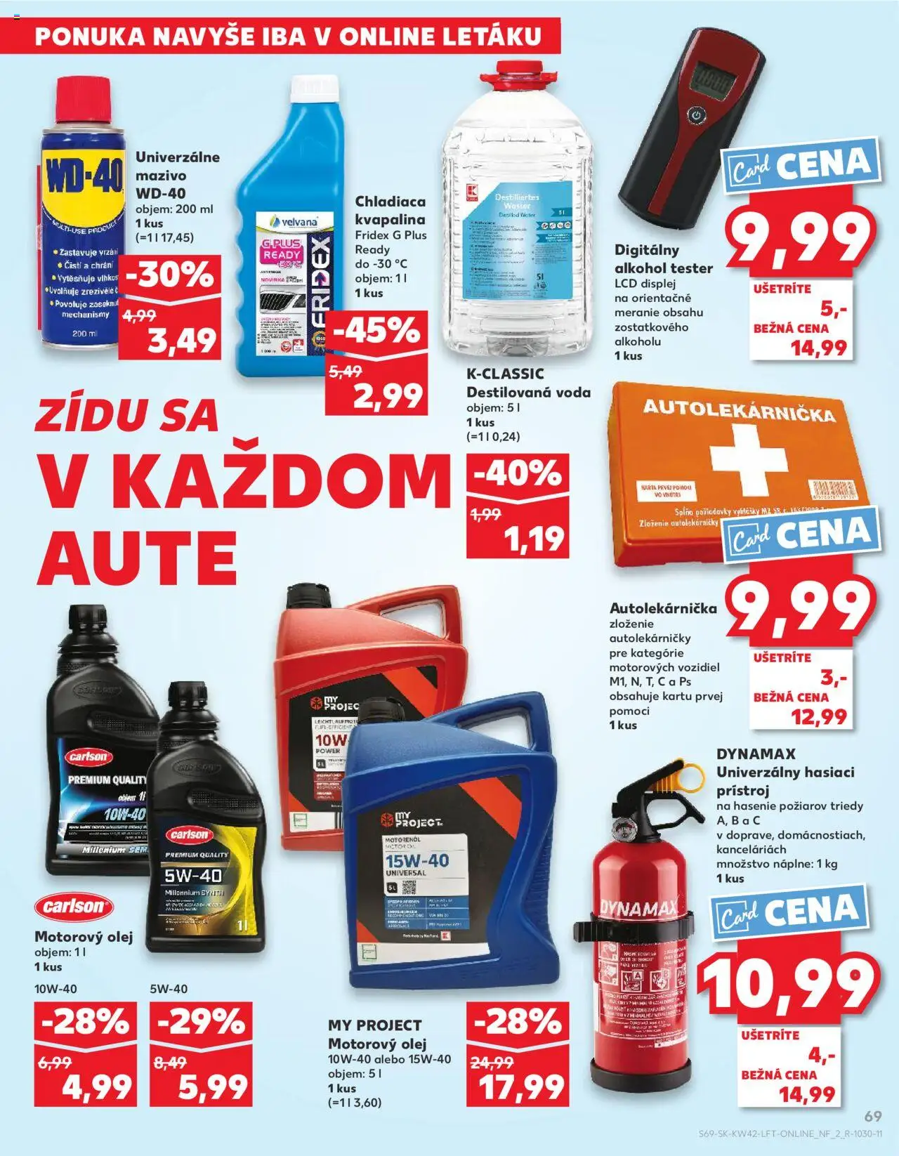 Náhľad Kaufland letáku platného od 16.10.2025 - Voda, Alkohol, Olej, Alkohol tester, Autolekárnička