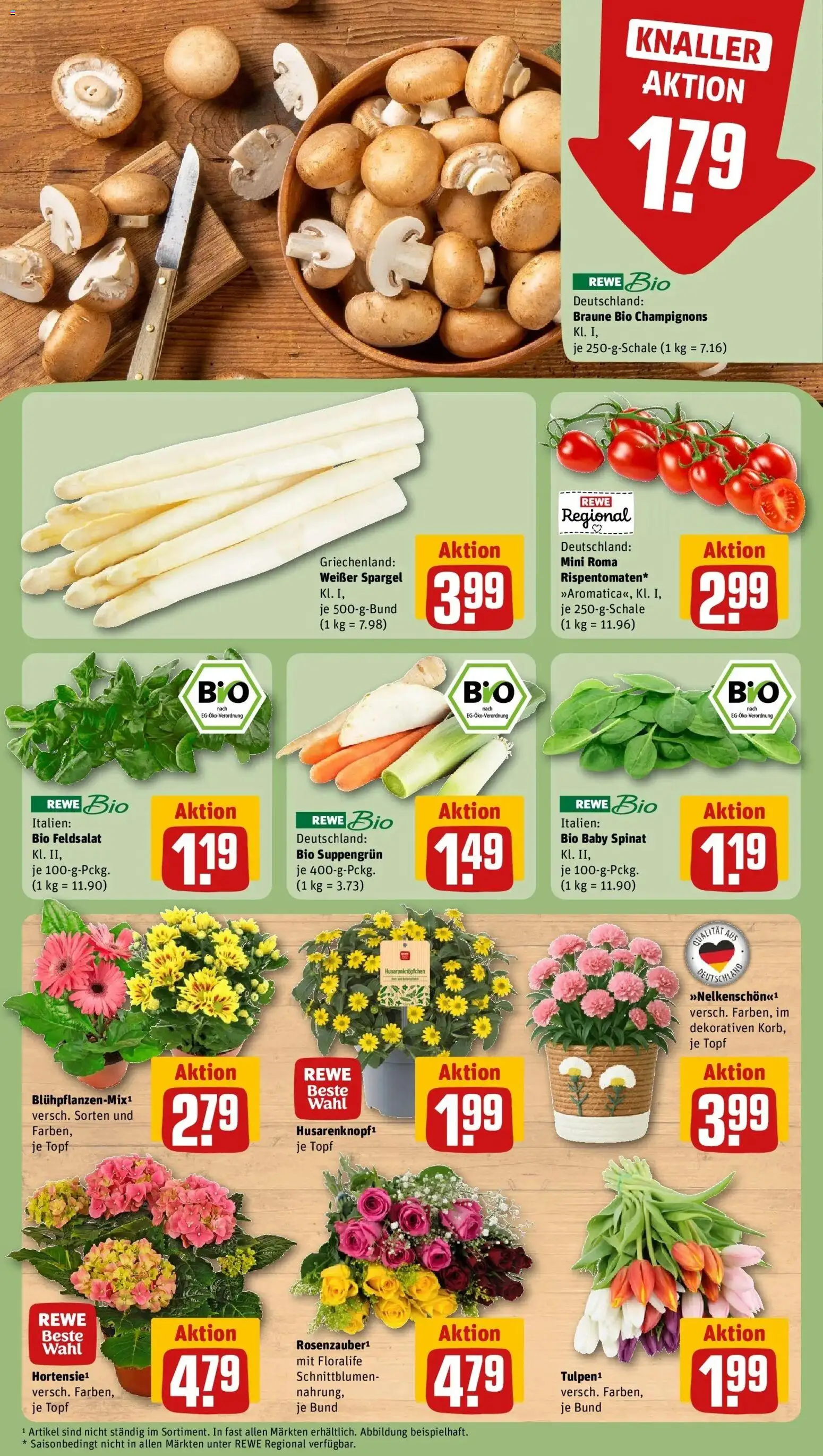 Vorschau von dem Prospekt des Geschäftes Rewe, gültig ab dem 05.04.2026 - Spargel, Champignons