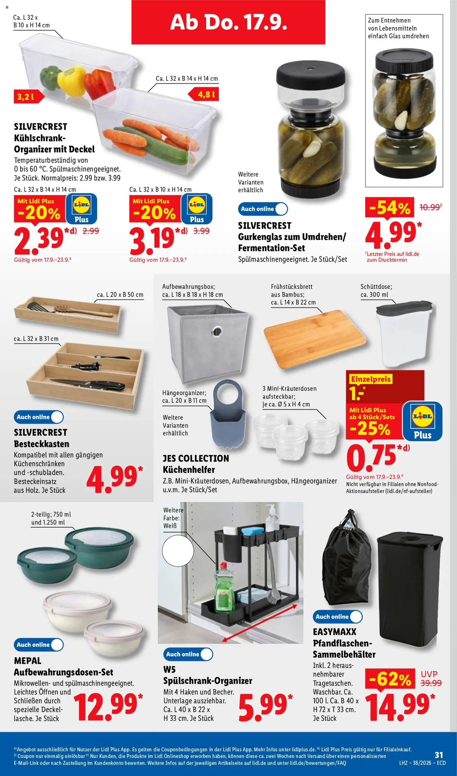 Vorschau von dem Prospekt des Geschäftes Lidl, gültig ab dem 14.09.2026 - Kühlschrank