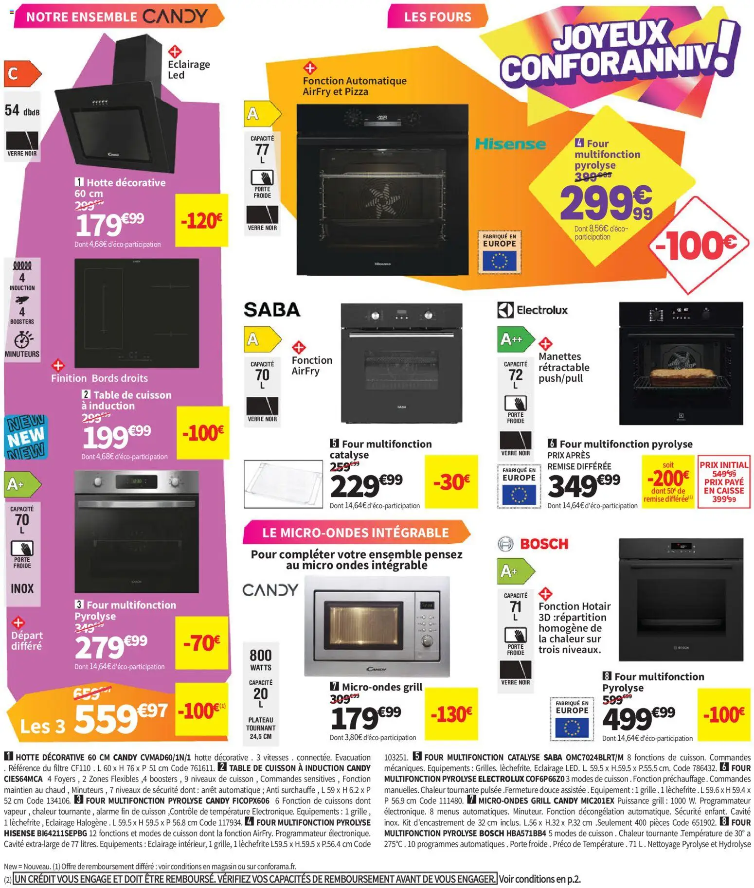 Prévisualisation de Conforama catalogue du magasin Conforama formulaire valide 25/08/2026 - Pizza, Four, Porte, Table, Grill, Filtre, Éclairage, Plateau tournant