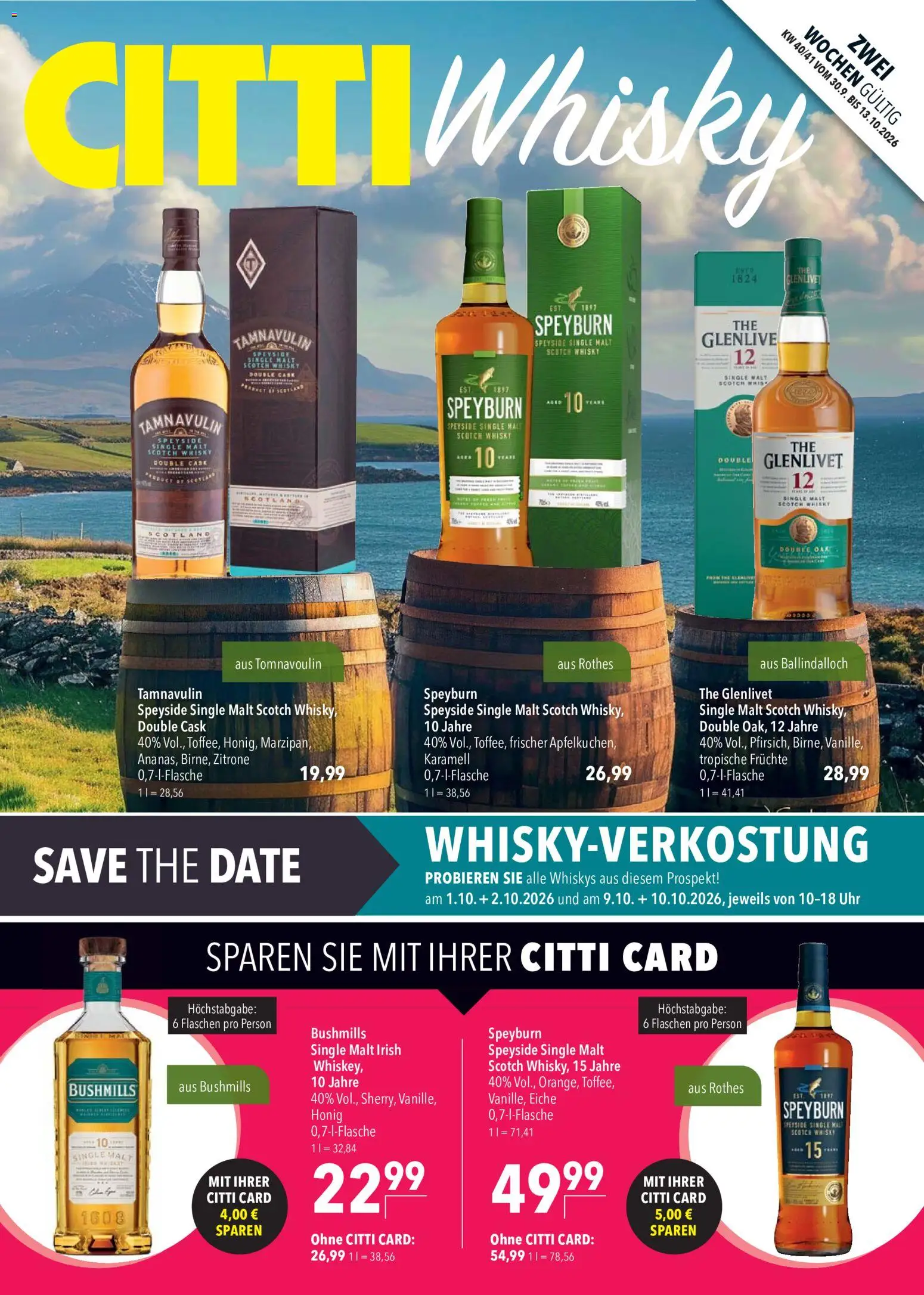Vorschau von dem Prospekt des Geschäftes CITTI Markt, gültig ab dem 30.09.2026 - Uhr, Whisky, Zitrone, Tropische Früchte