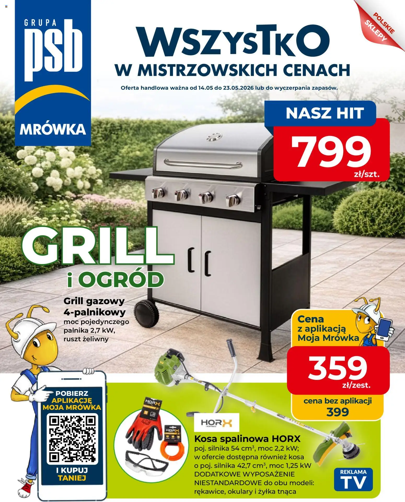 Pogląd gazetki "Mrówka gazetka" ze sklepu Mrówka ważnej od 14.05.2026 - Grill gazowy, Okulary, Grill, Ruszt