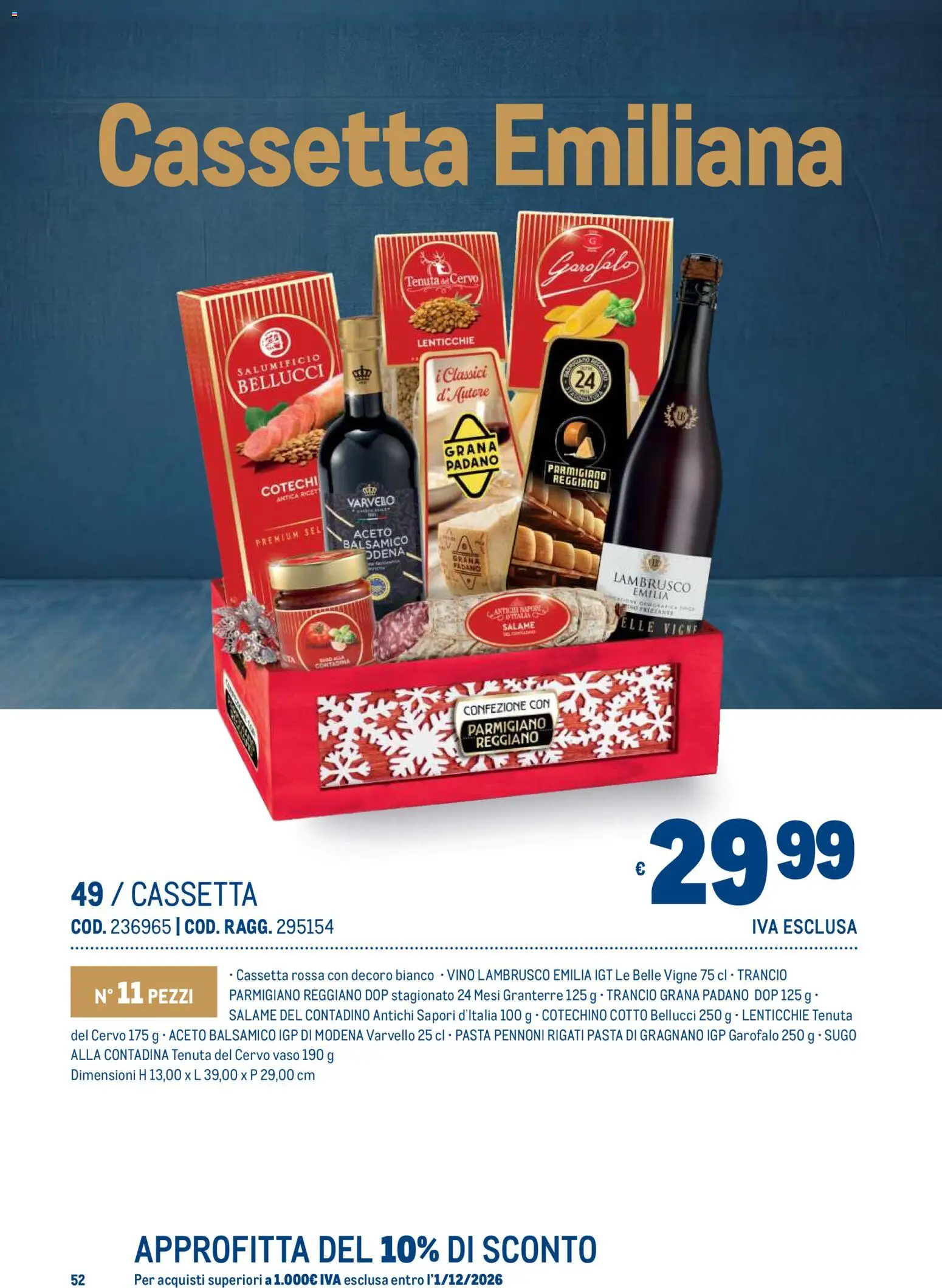 Anteprima dell'opuscolo Metro volantino Regalistica Natale dal negozio Metro valido da 19/10/2026 - Vino, Lenticchie, Sugo, Lambrusco, Vaso, Garofalo, Aceto, Vino Lambrusco
