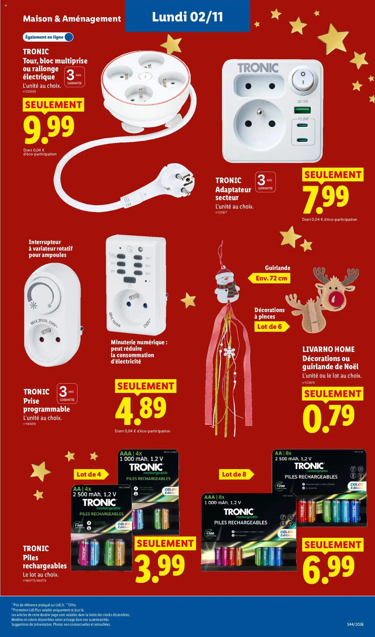 Prévisualisation de LIDL catalogue du magasin LIDL formulaire valide 29/10/2026 - Décoration, Adaptateur, Interrupteur, Rallonge électrique, Prise, Câble, Pinces, Livarno