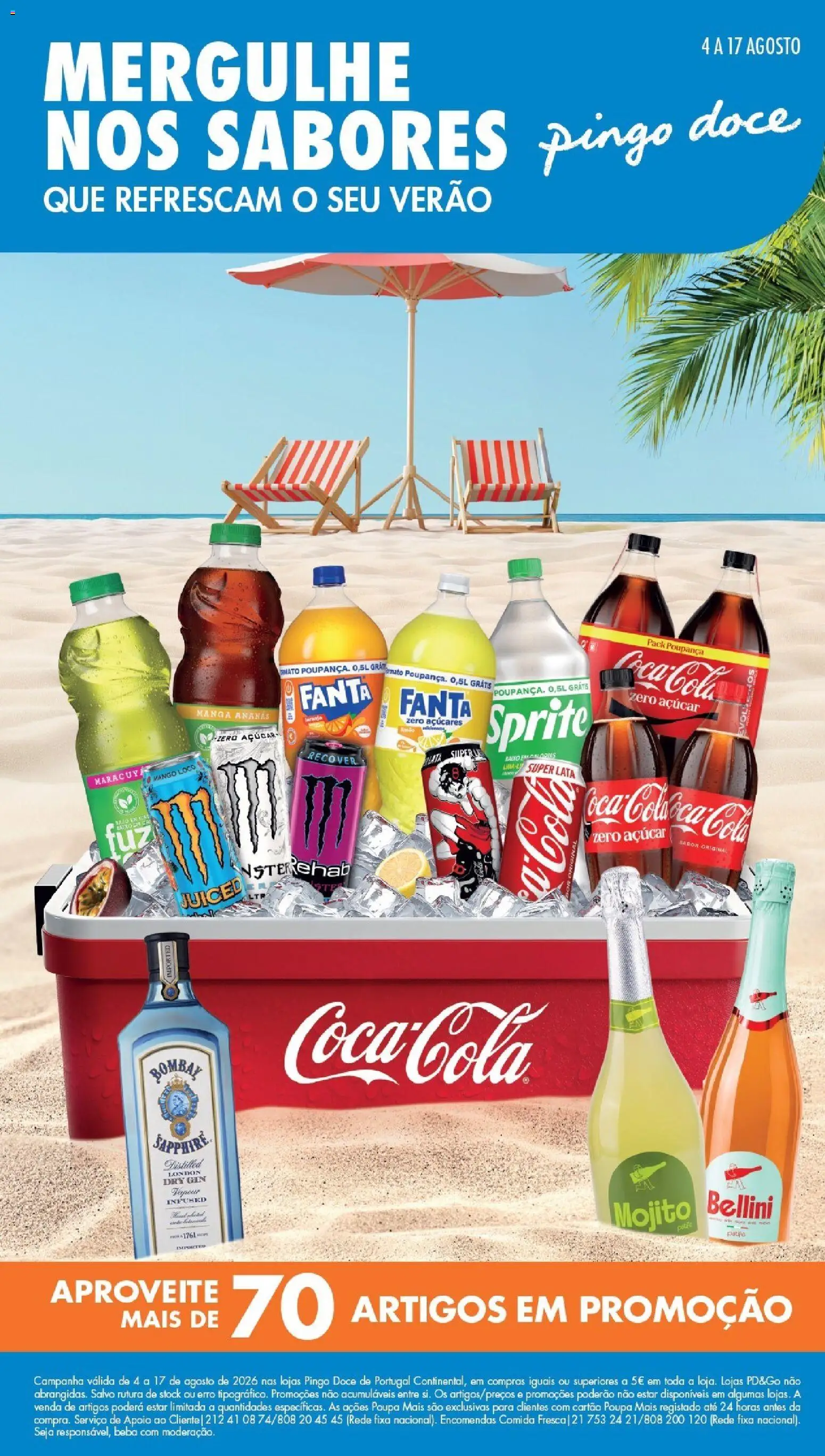 Pré-visualização do folheto da loja Pingo Doce válida a partir de 04/08/2026 - Manga, Gin, Açúcar, Fanta, Sprite, Ananás