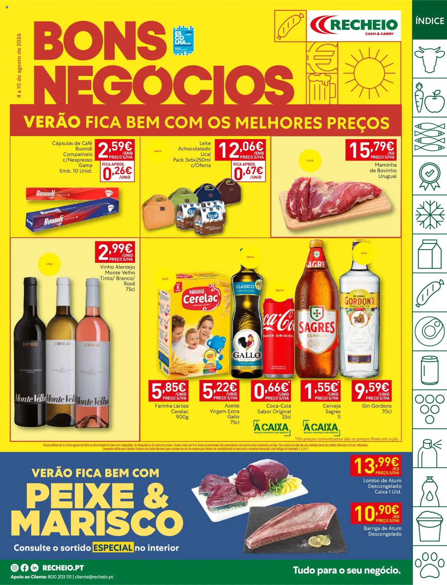 Pré-visualização do folheto da loja Recheio válida a partir de 04/08/2026 - Azeite, Caixa, Vinho, Gin, Nestlé, Leite, Lombo, Cápsulas