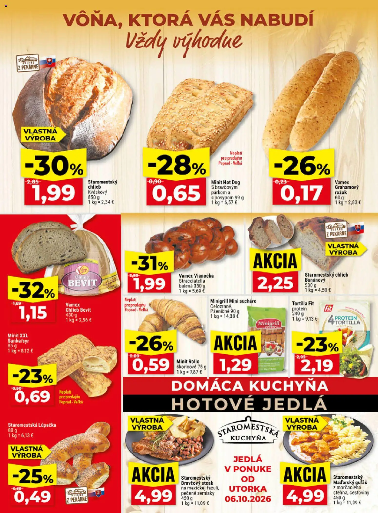 Náhľad Klas letáku platného od 05.10.2026 - Kuchyňa, Steak, Tortilla, Zemiaky, Rožok, Vianočka, Bravčový steak, Hotové jedlá