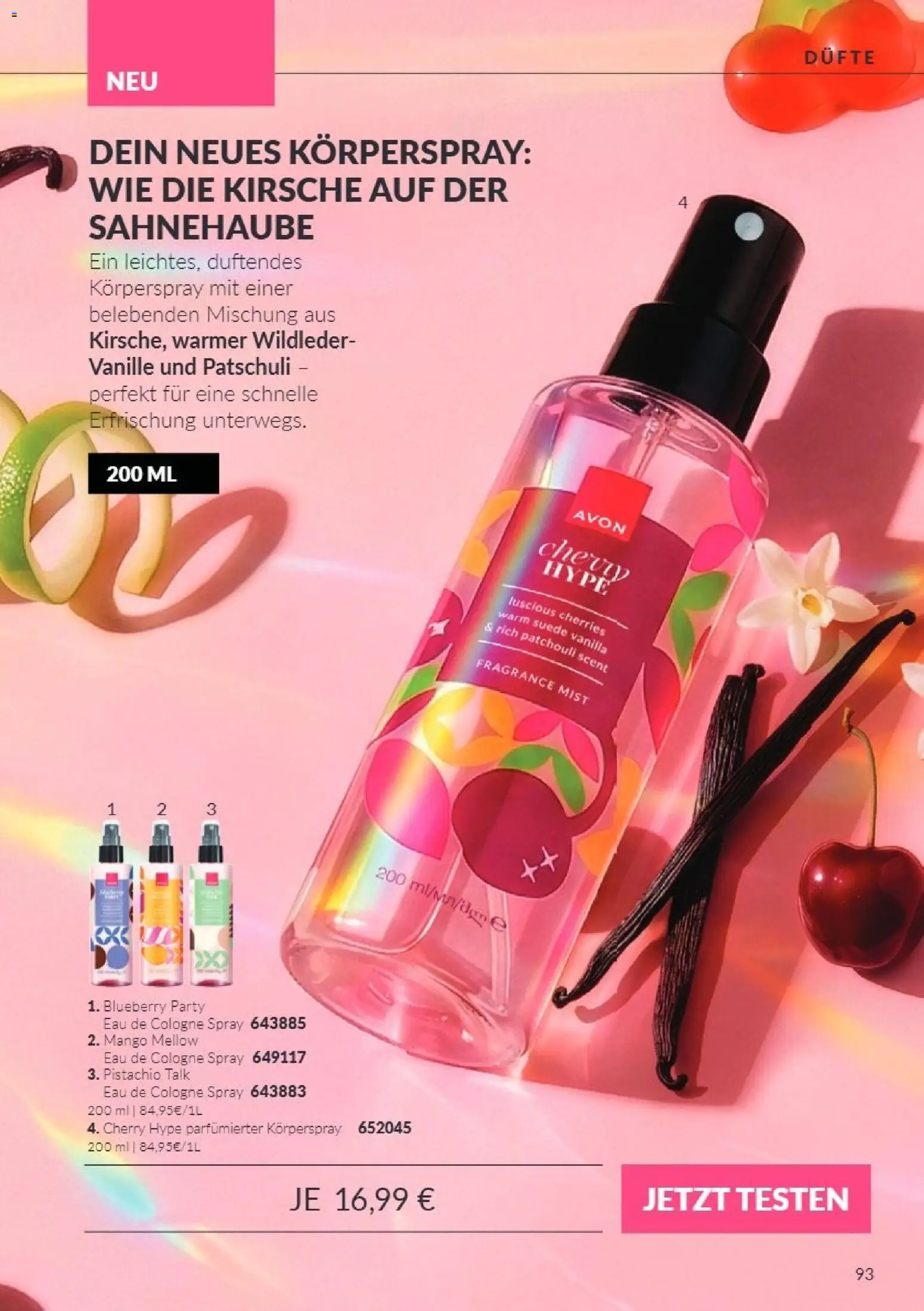 Vorschau von dem Prospekt des Geschäftes Avon, gültig ab dem 01.10.2026 - Mango, Vanille, Eau de Cologne, Körperspray