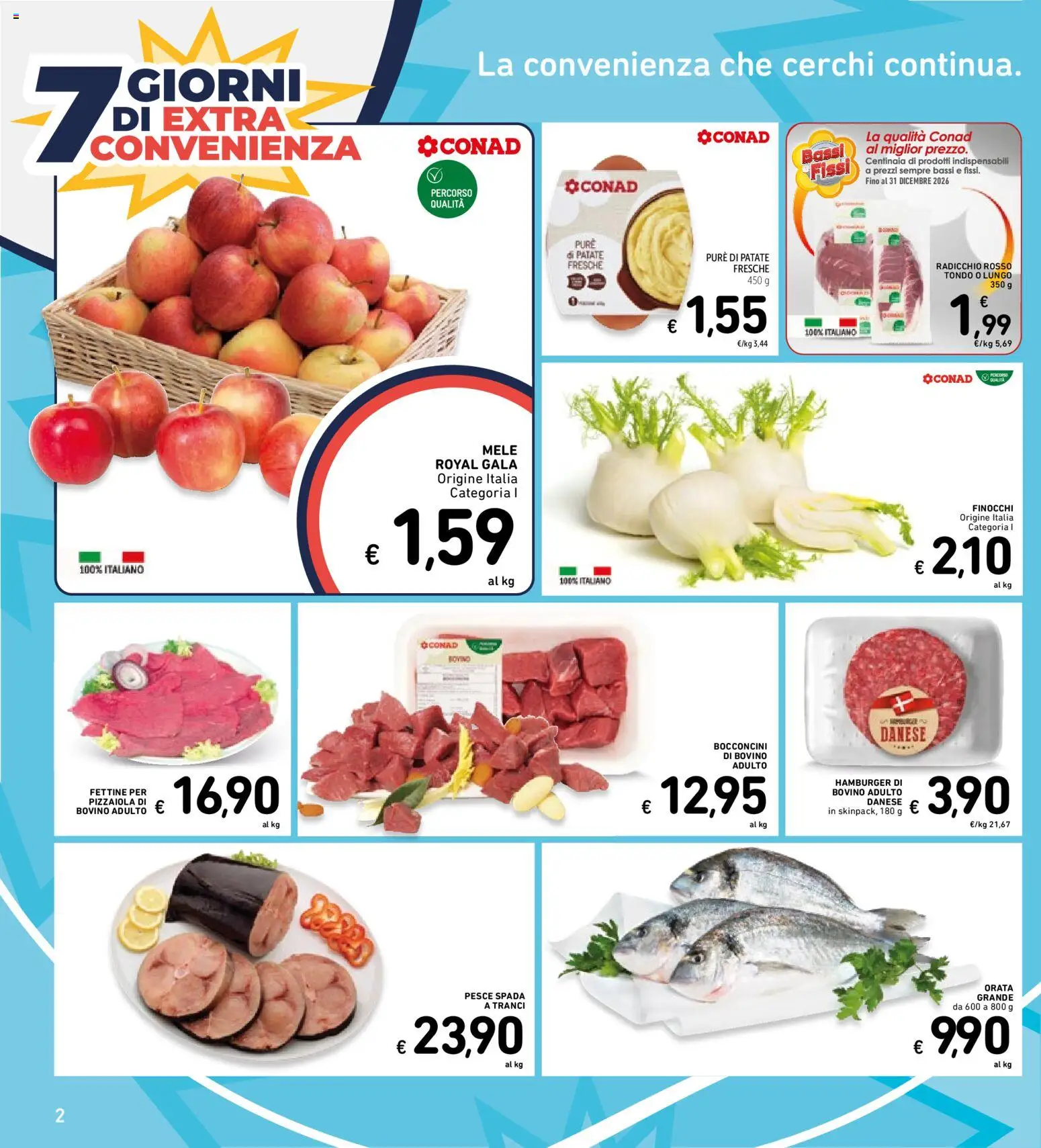 Anteprima dell'opuscolo Spazio Conad volantino dal negozio Spazio Conad valido da 30/10/2026 - Hamburger, Pesce, Pesce spada, Orata, Bovino, Patate, Mele, Finocchi