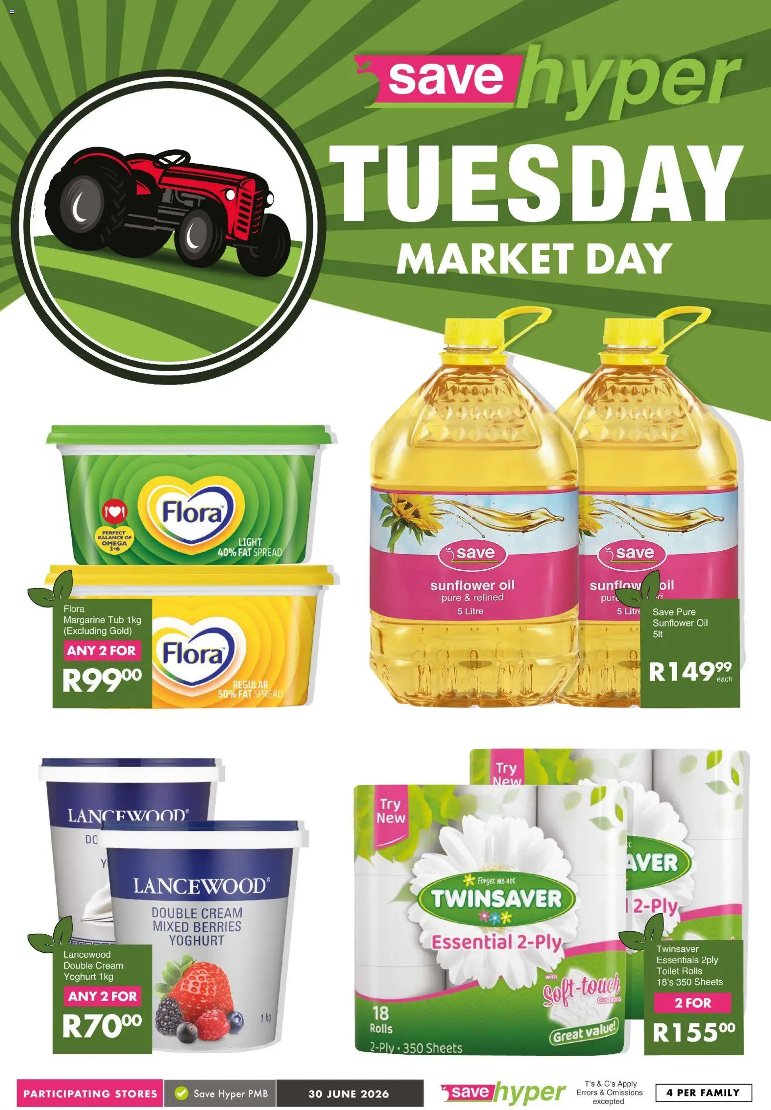 Preview of Save flyer valid from 30/06/2026 - Toilet, Light, Oil, Cream, Yoghurt, Margarine, Spread, Fat spread