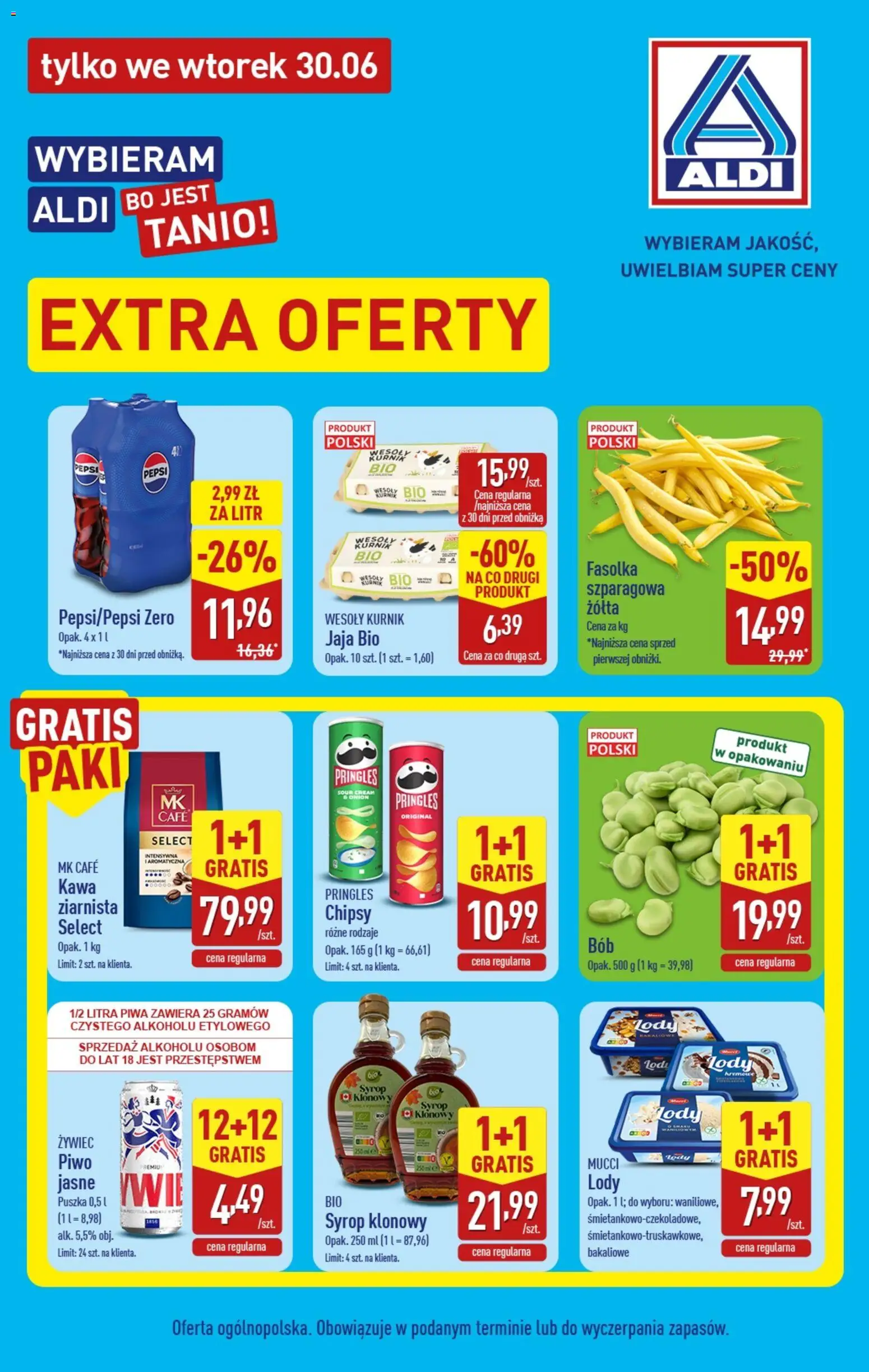 Náhled nabídky: Aldi Polsko Aldi Polsko leták - Extra oferta platný od 30.06.2026 - Pringles, Pepsi, Chipsy