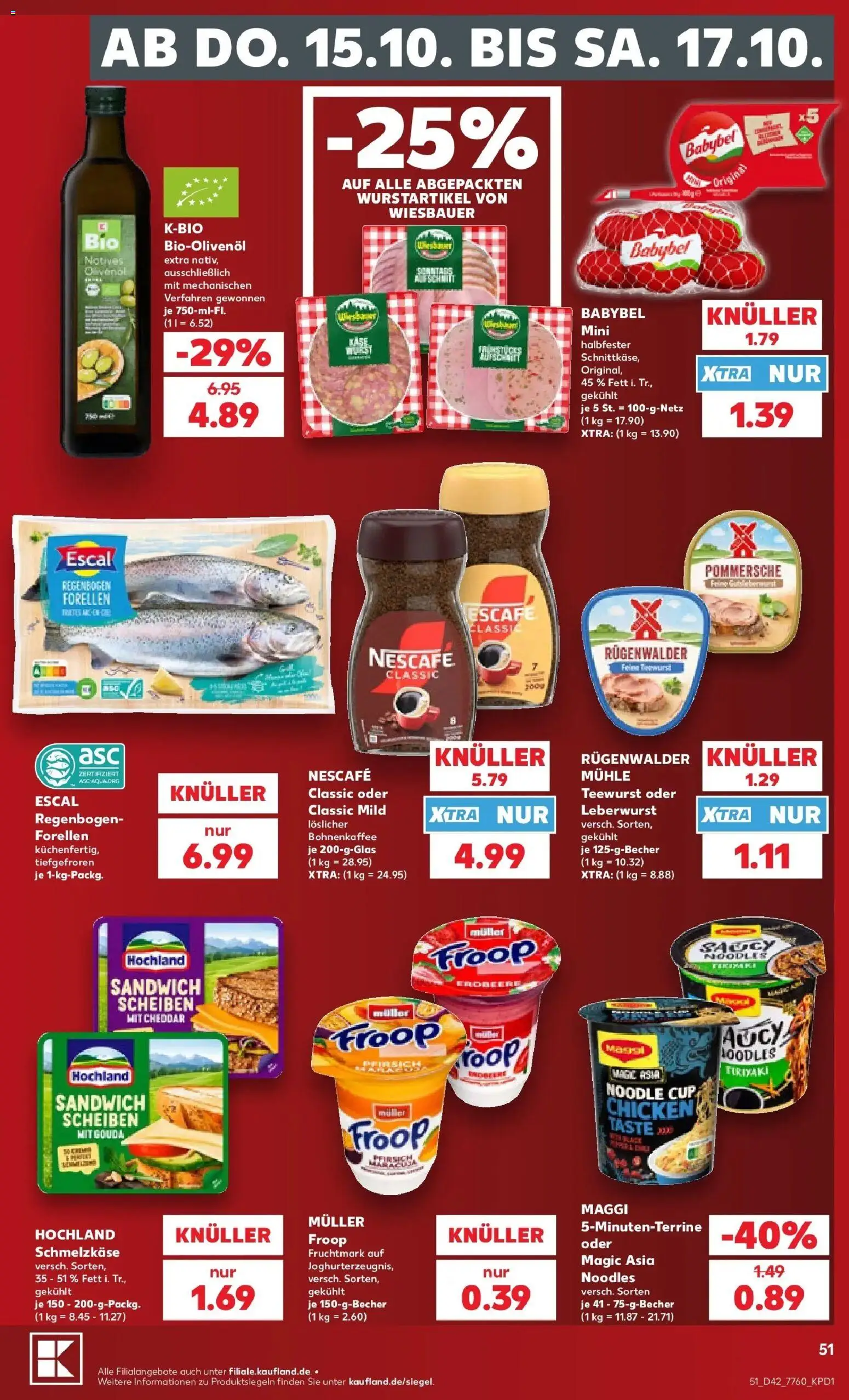Vorschau von dem Prospekt des Geschäftes Kaufland, gültig ab dem 12.10.2026 - Käse, Maggi, Pfirsich, Mühle, Nescafe, Babybel, Froop, Nescafe classic