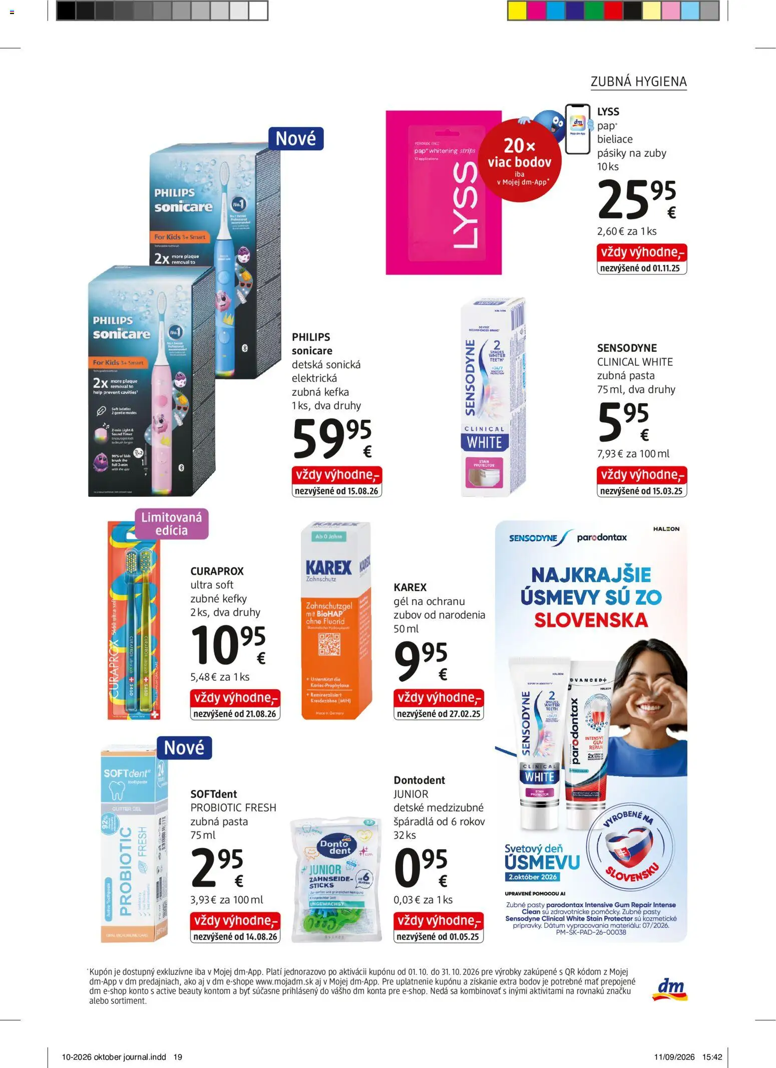 Náhľad dm drogerie letáku platného od 01.10.2026 - Curaprox, Zubná pasta, Zubná kefka