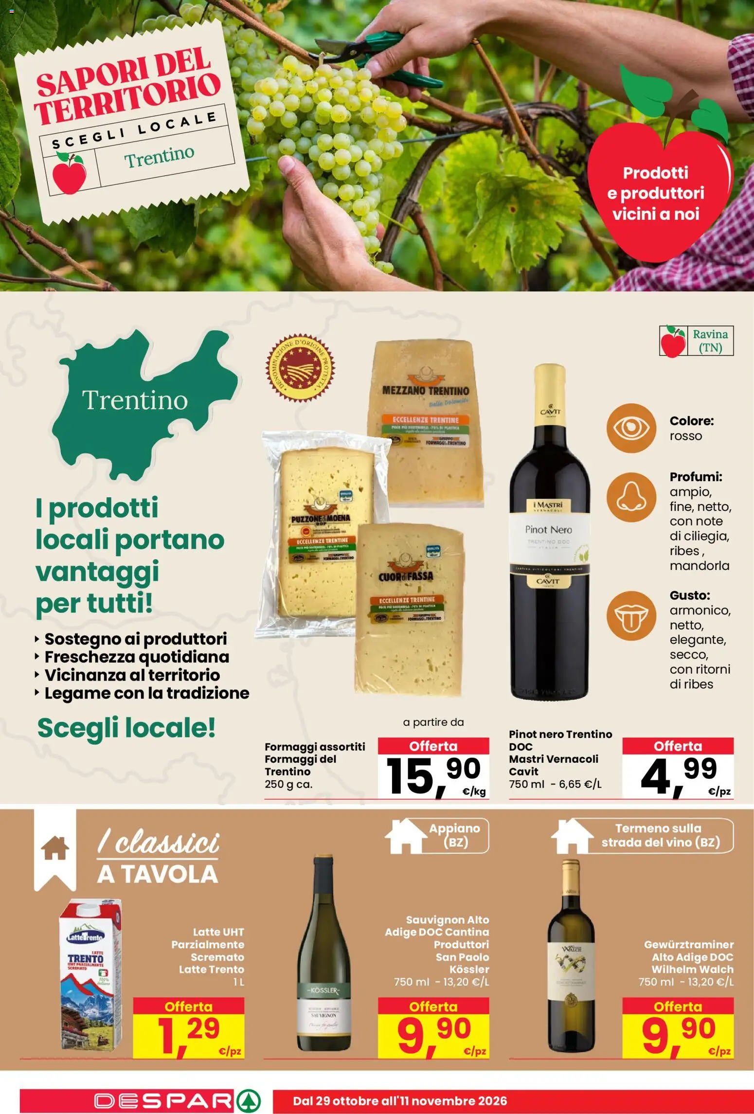 Anteprima dell'opuscolo Despar volantino Mezzana dal negozio Despar valido da 29/10/2026 - Vino, Latte, Profumi, Mandorla
