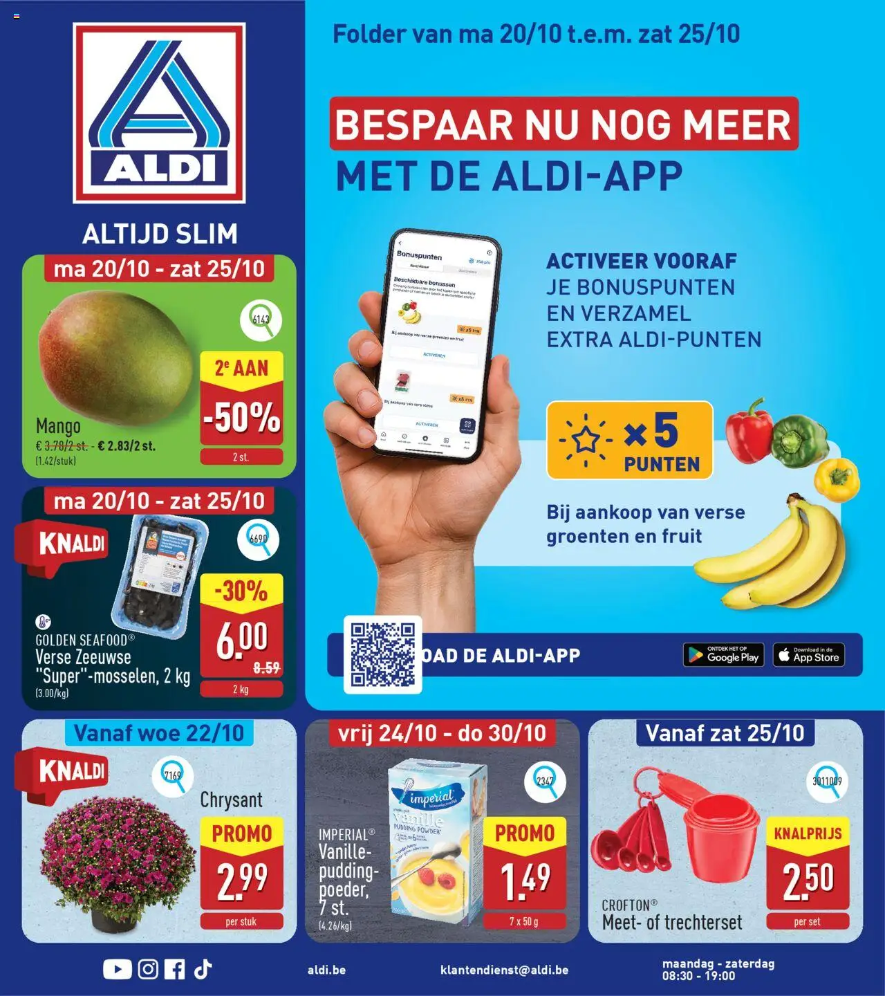 Voorbeeld van Folder week 43 van winkel Aldi geldig vanaf 20/10/2025 - Mango, Fruit, Groenten, Pudding, Vanille