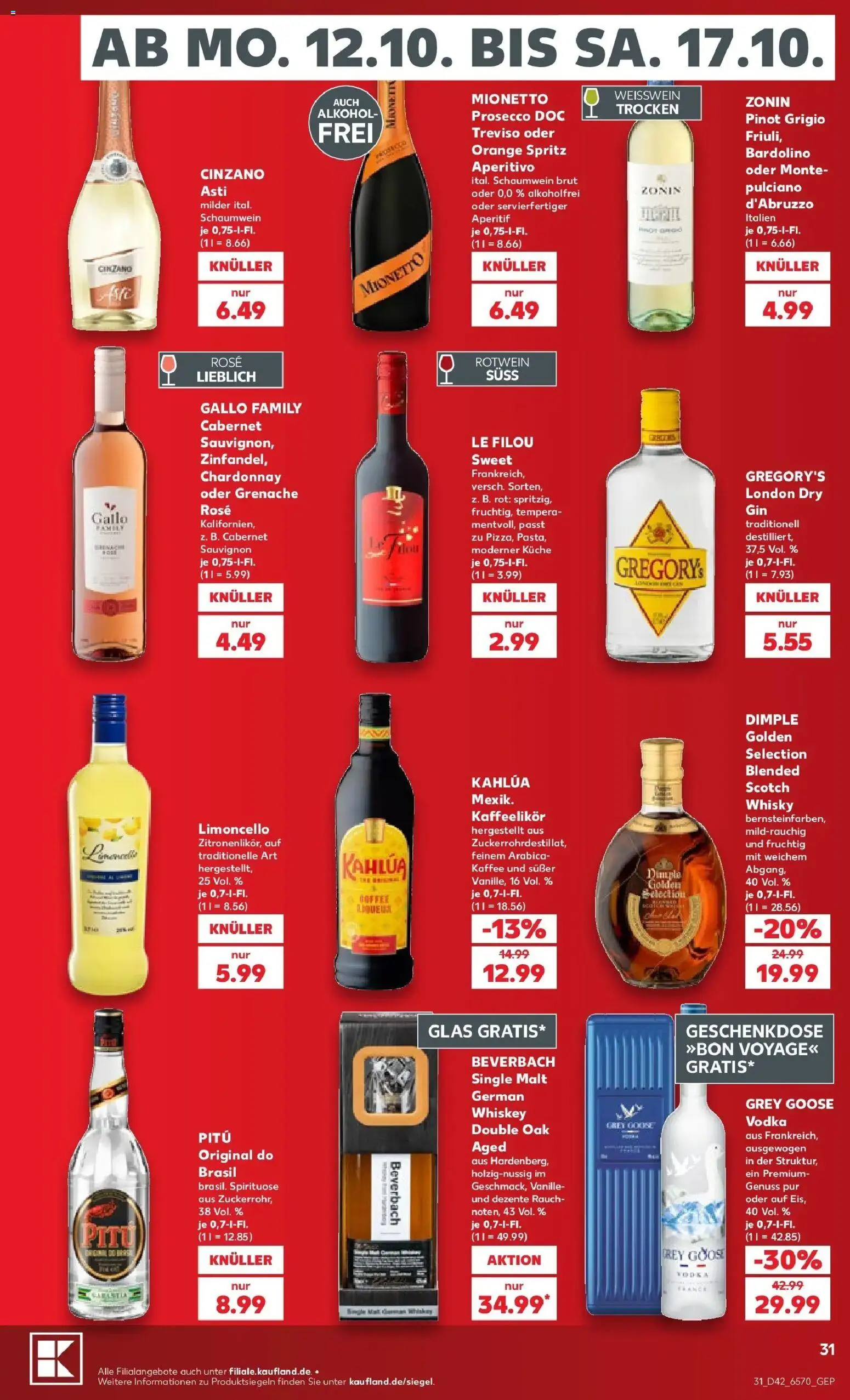 Vorschau von dem Prospekt des Geschäftes Kaufland, gültig ab dem 12.10.2026 - Küche, Whisky, Alkohol, Vodka, Whiskey, Vanille, Weißwein, Le filou