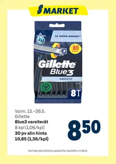 Kaupan S-market S-market tarjoukset Gillette esikatselu, voimassa 13/05/2026