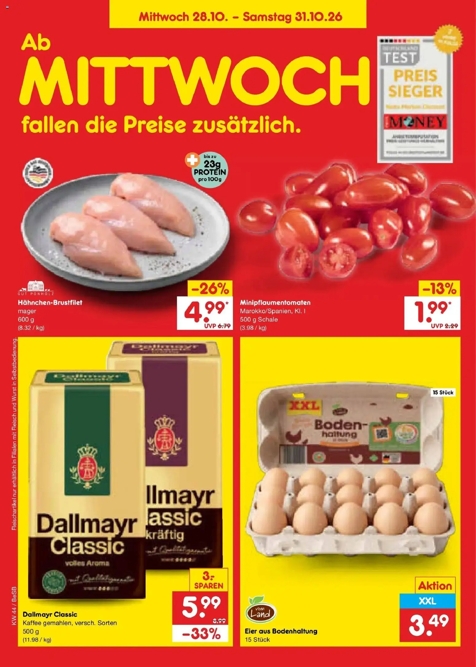 Vorschau von dem Prospekt des Geschäftes Netto Marken-Discount, gültig ab dem 28.10.2026 - Kaffee, Wurst, Fleisch, Eier, Dallmayr