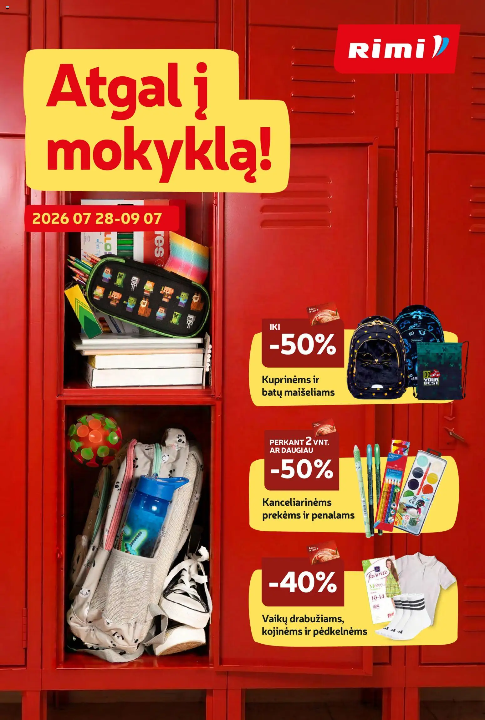 Rimi parduotuvės leidinio Rimi leidinys - Atgal į mokyklą galiojančio nuo 2026.07.28 peržiūra