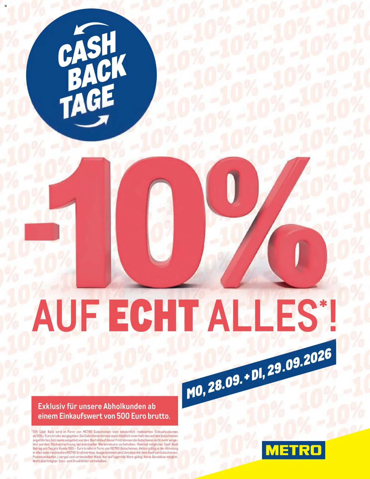 Vorschau der Angebote: Metro Metro angebote Cash Back gültig ab 28.09.2026
