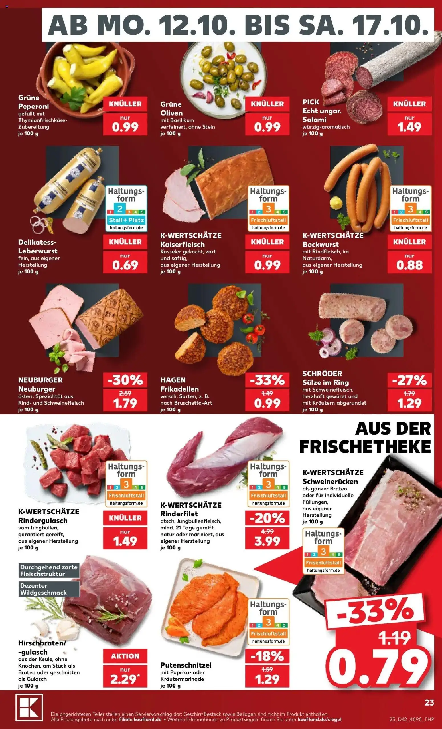 Vorschau von dem Prospekt des Geschäftes Kaufland, gültig ab dem 12.10.2026 - Gulasch, Paprika, Rindergulasch, Rinderfilet, Salami, Bockwurst, Beilagen, Schweinerucken