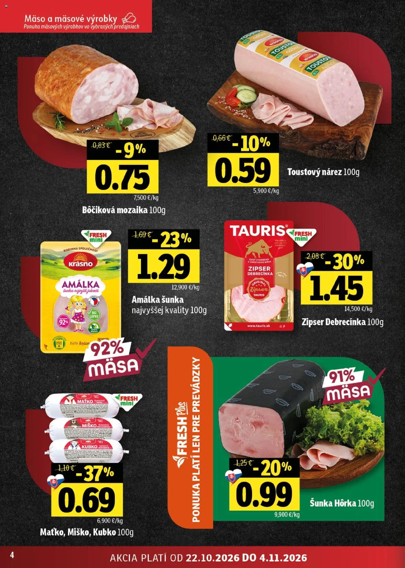 Náhľad Fresh letáku platného od 22.10.2026 - Mäso, Šunka