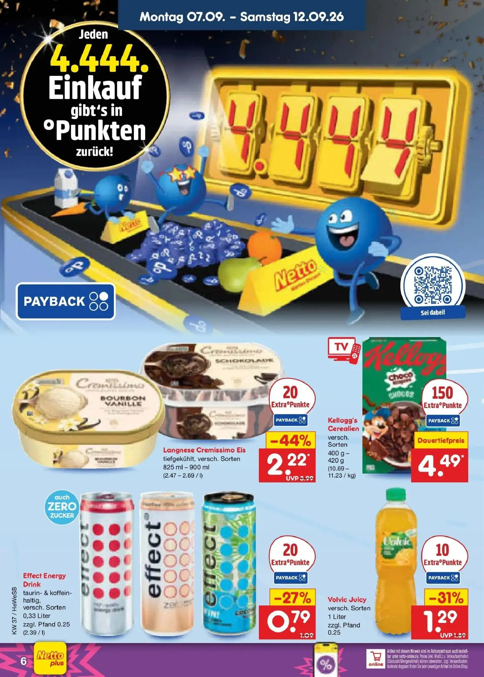 Vorschau von dem Prospekt des Geschäftes Netto Marken-Discount, gültig ab dem 07.09.2026 - Eis, Zucker, Energy, Kellogg's, Vanille, Bourbon, Langnese, Cremissimo