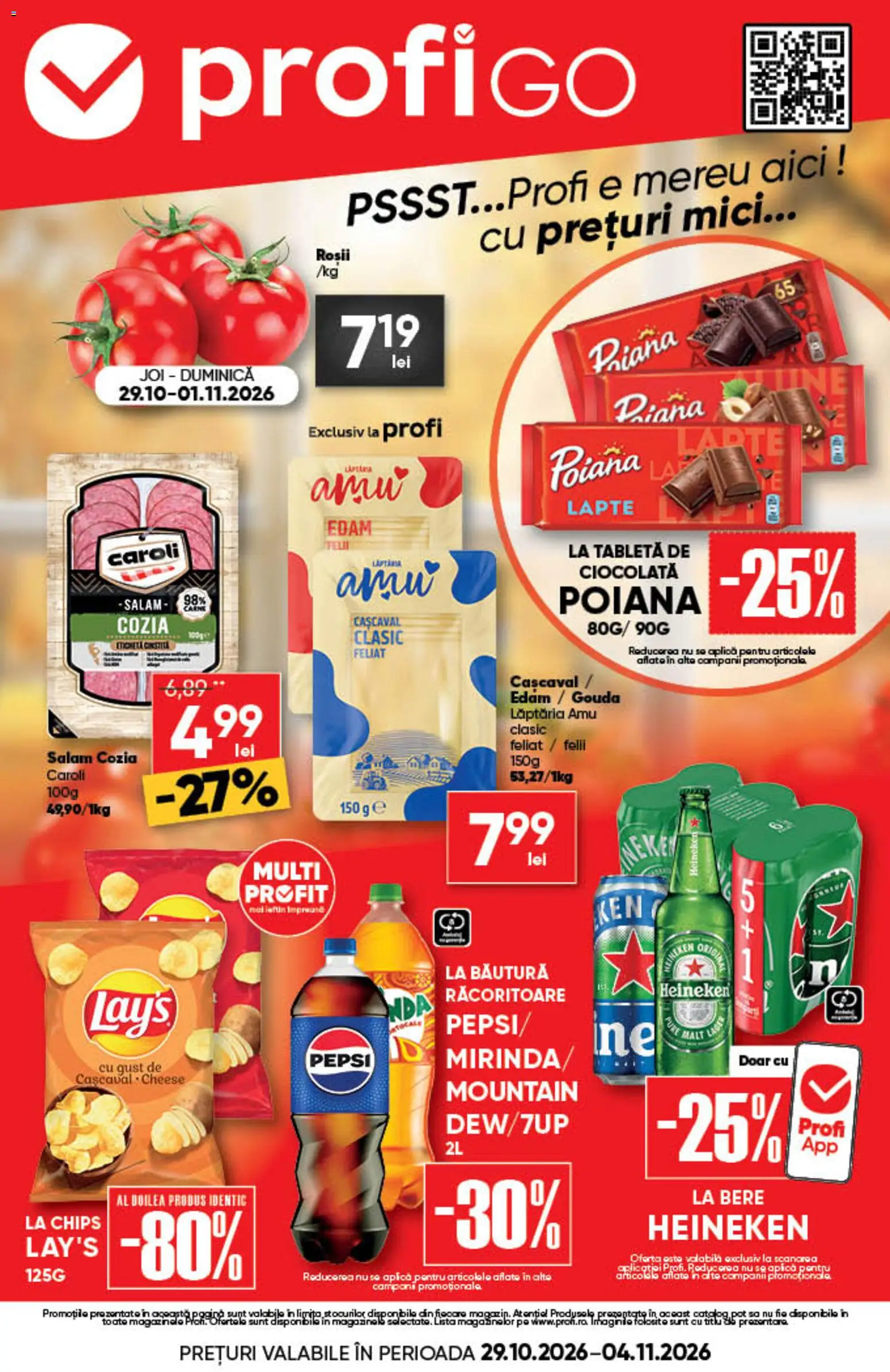 Previzualizarea de cataloage: Profi Profi Catalog Go valabil de la 29.10.2026 - Tabletă, Mici, Ciocolată, Bere, Lapte, Cașcaval, Gouda, Aplică