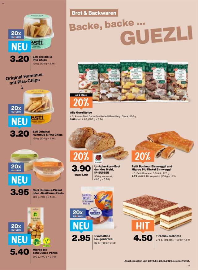 Neue Migros Aktionen ab 22.10.