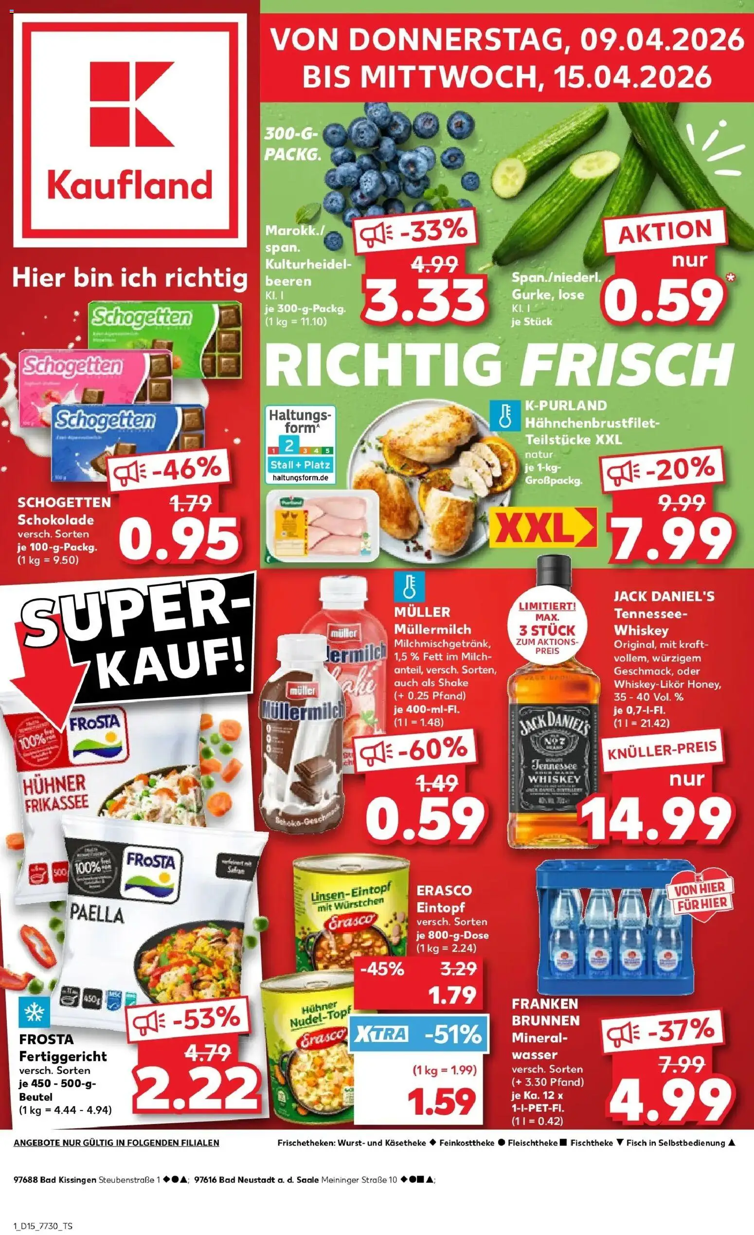 Vorschau von dem Prospekt des Geschäftes Kaufland, gültig ab dem 08.04.2026 - Wasser, Schokolade, Fisch, Wurst, Bad, Milch, Müllermilch, Muller mullermilch
