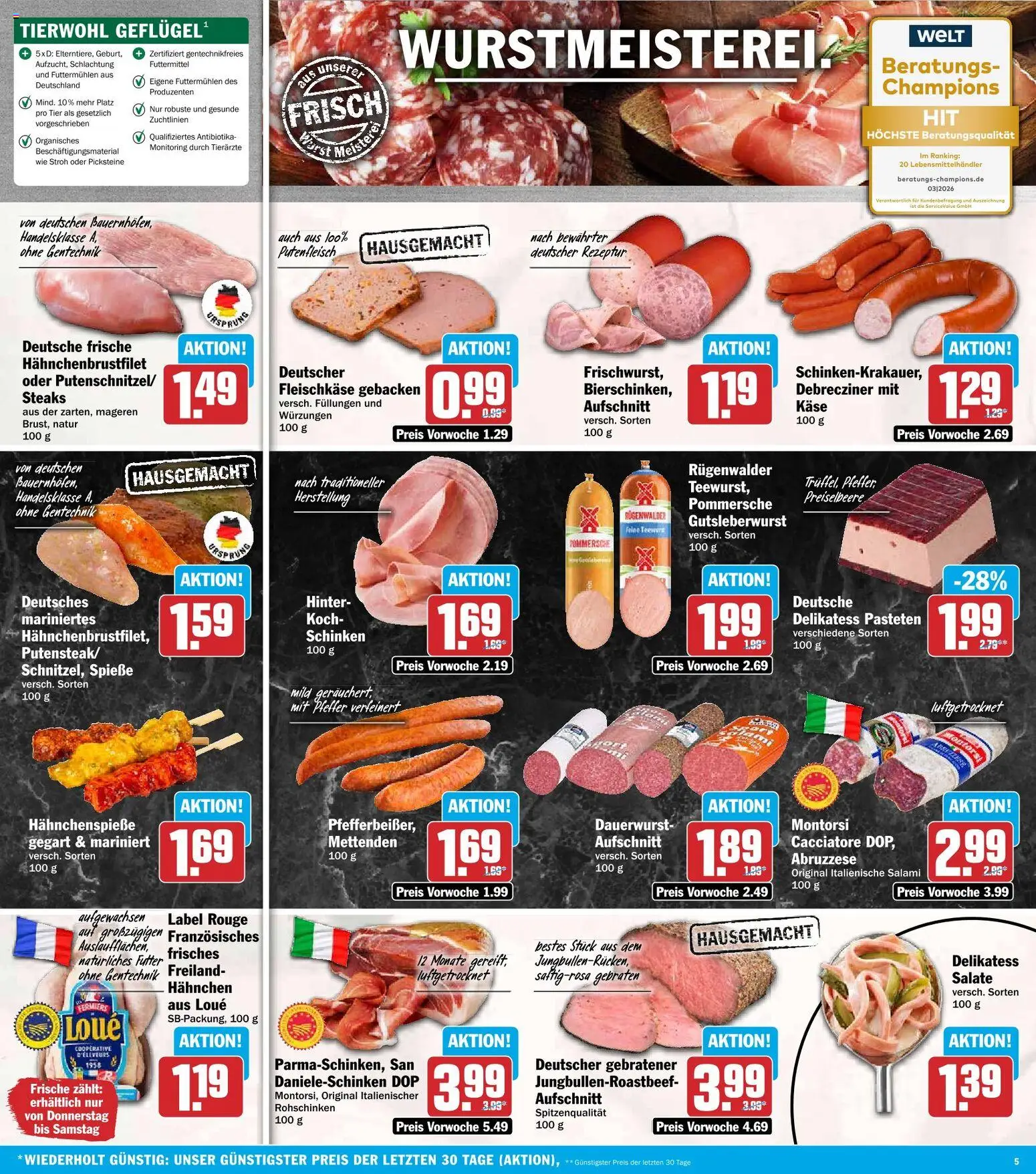 Vorschau von dem Prospekt des Geschäftes HIT, gültig ab dem 26.10.2026 - Käse, Salami, Schinken, Pfeffer, Rouge, Spieße, Hahnchen