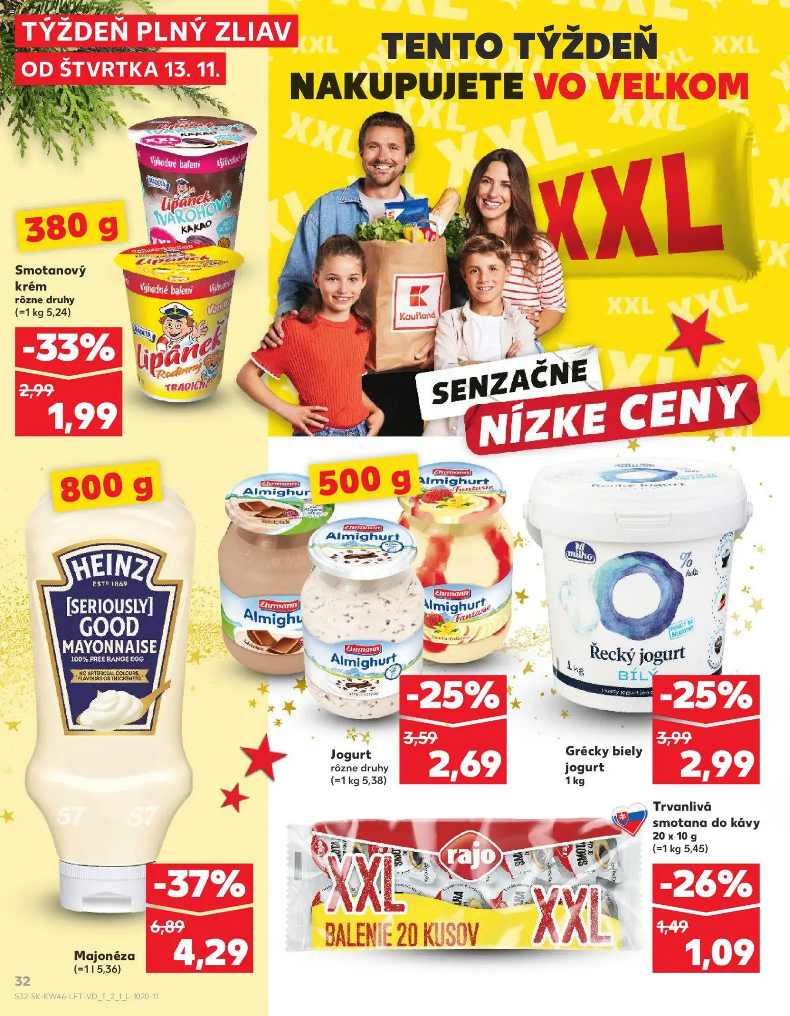 Náhľad Kaufland letáku platného od 13.11.2025 - Kakao, Jogurt, Smotana, Biely jogurt, Krém, Trvanlivá smotana