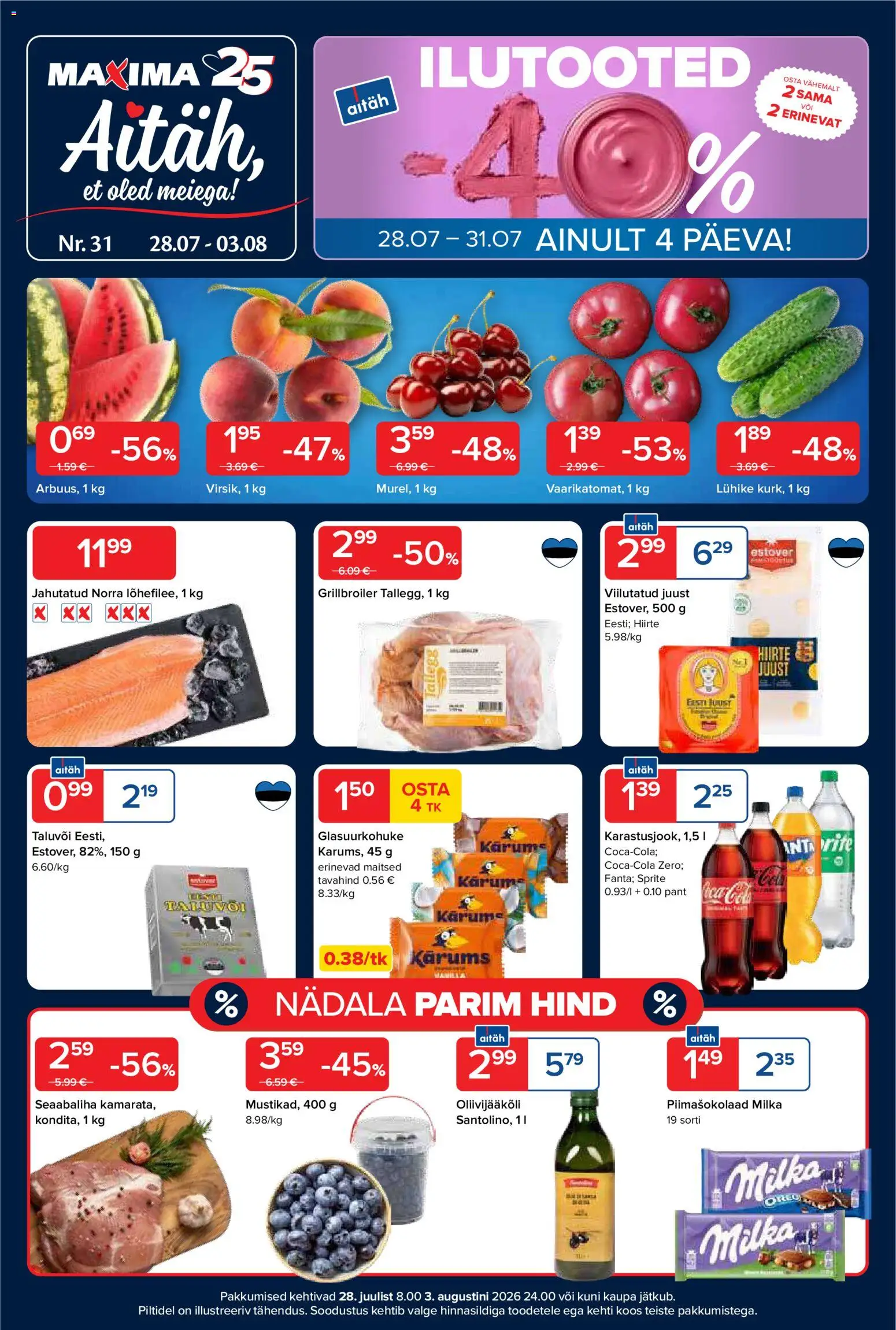 Maxima kliendilehe eelvaade alates 28.07.2026