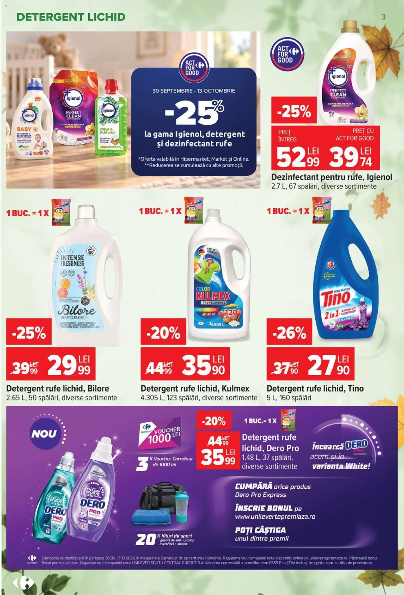 Previzualizarea de cataloage: Carrefour Carrefour Catalog Cleaning valabil de la 30.09.2026 - Sport, Detergent Rufe, Baby, Clean, Detergent, Intense, Dezinfectant