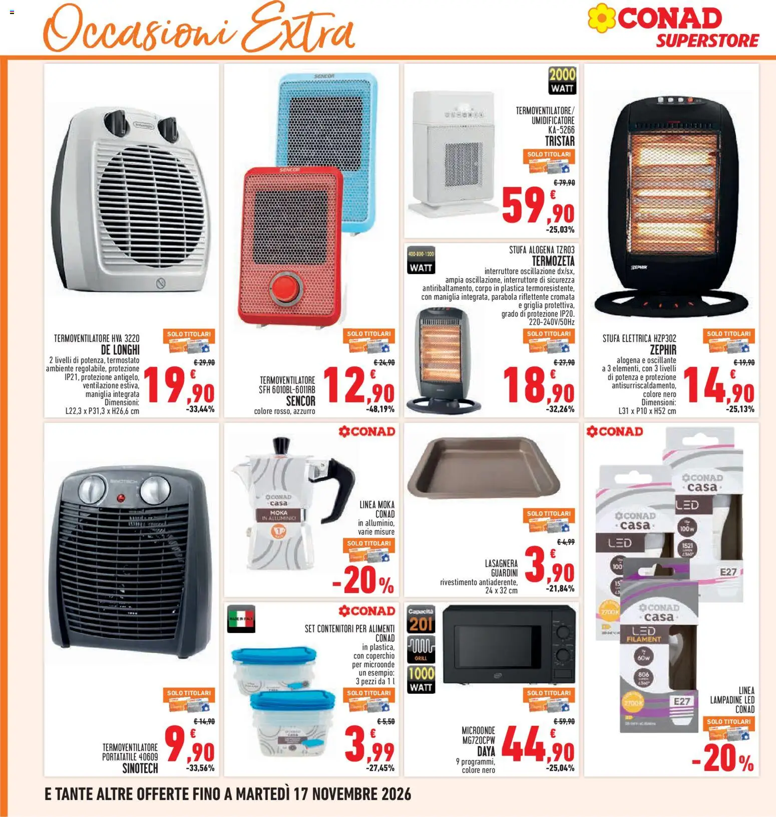 Anteprima dell'opuscolo Conad volantino Superstore Lazio dal negozio Conad valido da 05/11/2026 - Microonde, Griglia, Lampadine, Stufa, Coperchio