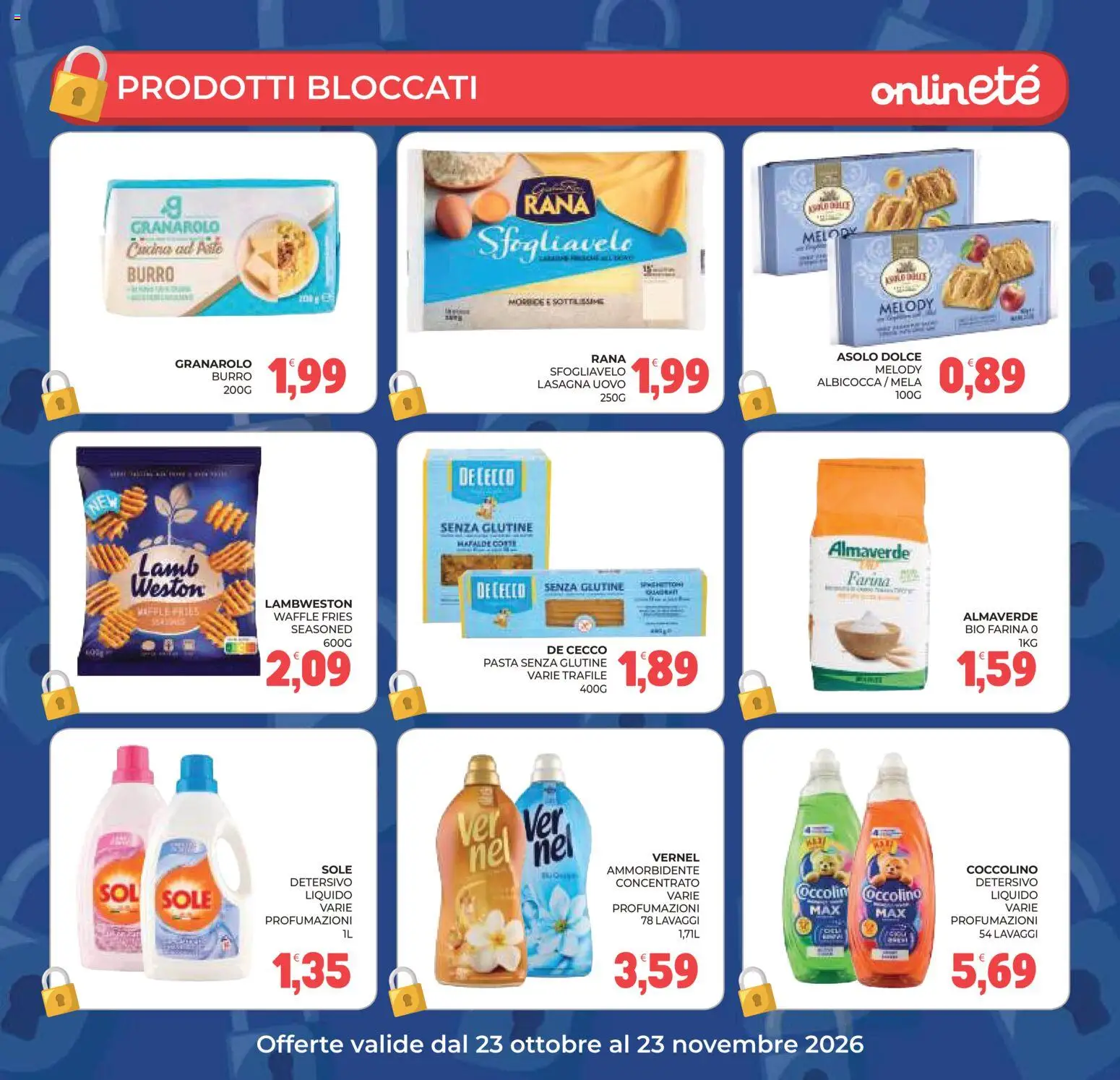 Anteprima dell'opuscolo Eté volantino Grandeté dal negozio Eté valido da 23/10/2026 - Pasta, Senza glutine, Lasagna, Farina, Burro, Ammorbidente, Pasta senza glutine, De Cecco