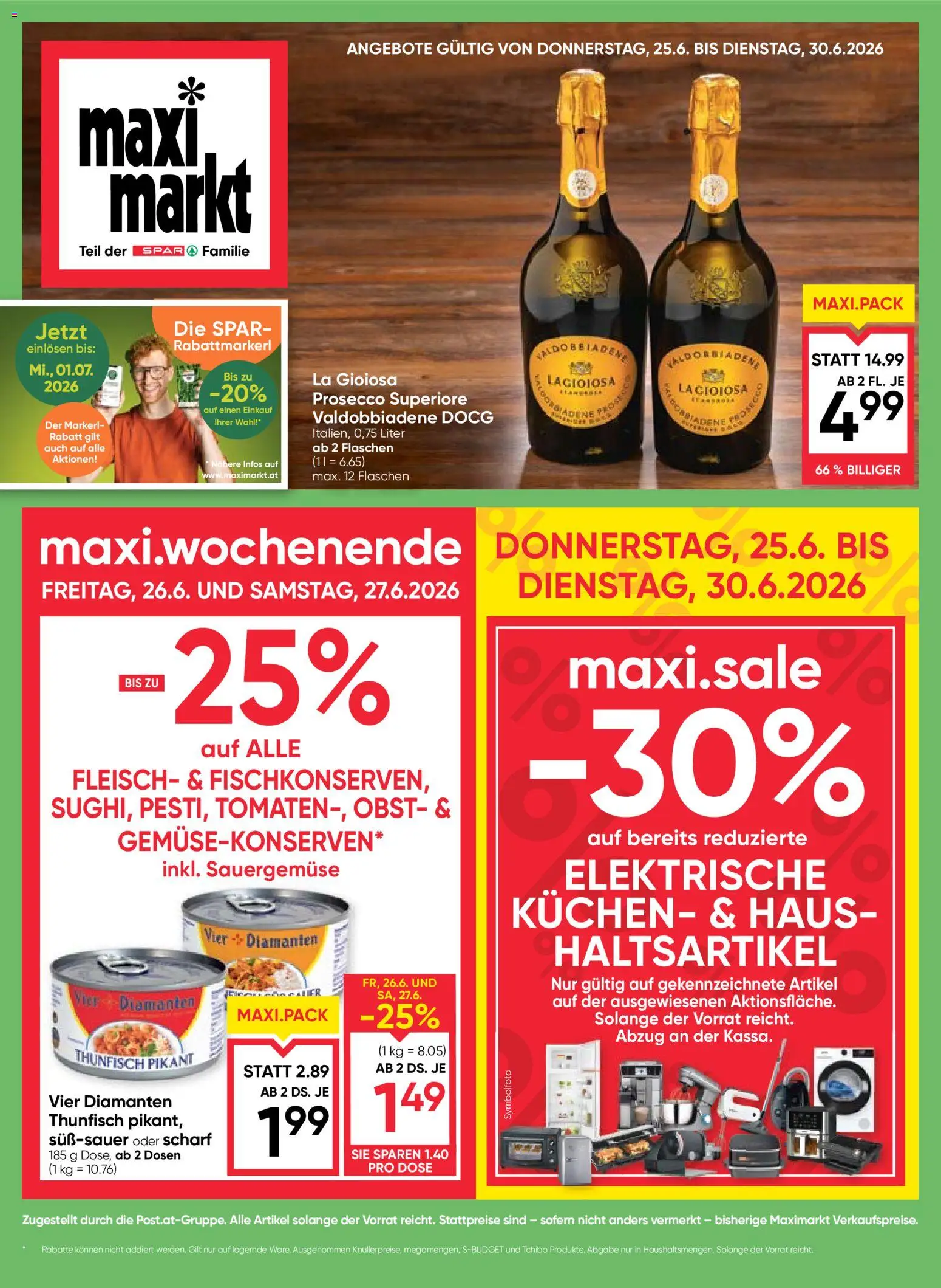 Vorschau der Angebote: Maximarkt Maximarkt Flugblatt gültig ab 25.06.2026 - Prosecco, Obst