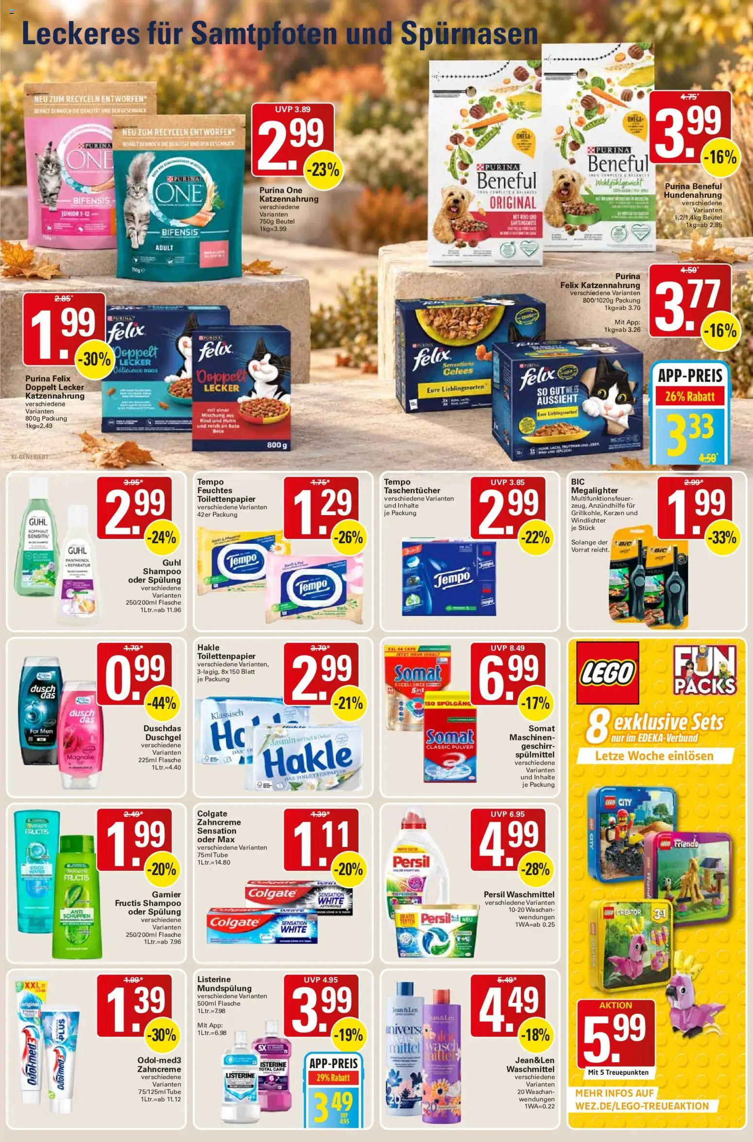 Vorschau von dem Prospekt des Geschäftes WEZ, gültig ab dem 26.10.2026 - Toilettenpapier, Waschmittel, Tempo, Persil, Listerine, Purina one, Spülung, Duschdas