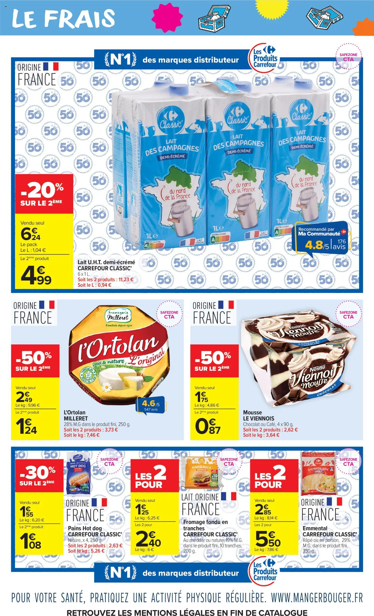 Prévisualisation de Carrefour Market catalogue du magasin Carrefour Market formulaire valide 08/09/2026 - Distributeur, Chocolat, Lait, Hot dog, Mousse, Emmental, Fromage fondu, Râpe