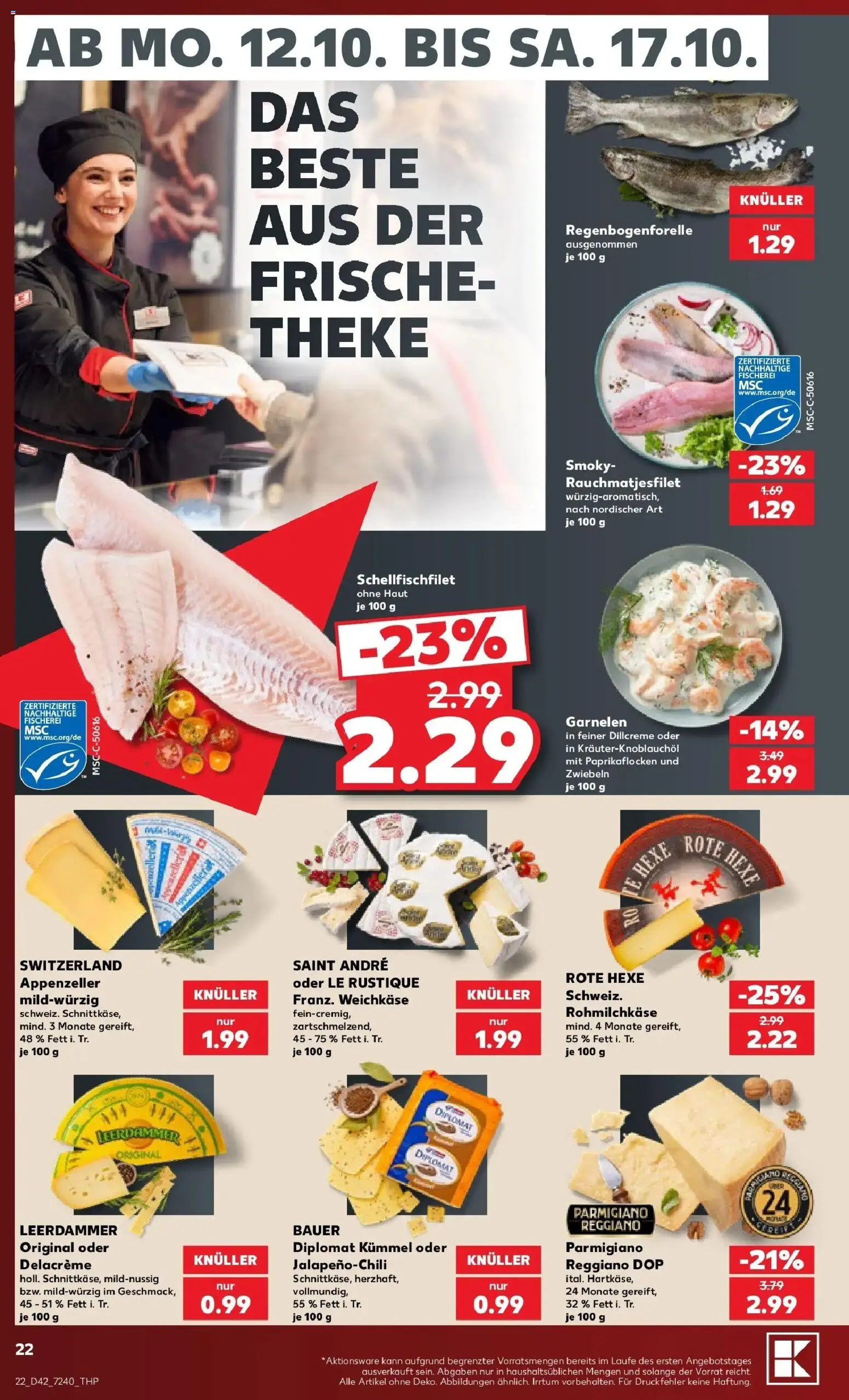 Vorschau von dem Prospekt des Geschäftes Kaufland, gültig ab dem 12.10.2026 - Garnelen, Theke, Zwiebeln, Leerdammer