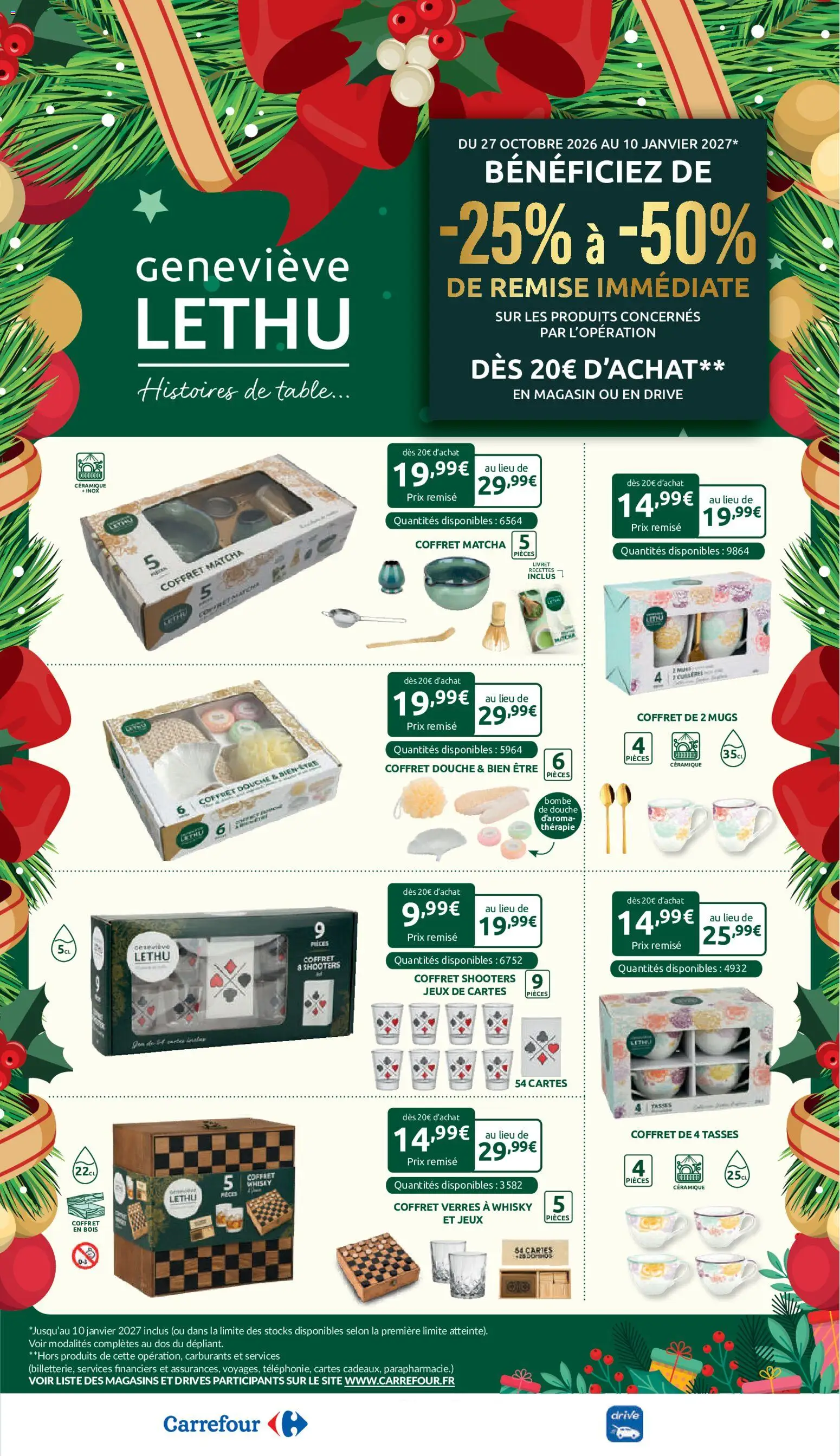 Prévisualisation de Carrefour Vos promos du quotidien du magasin Carrefour formulaire valide 27/10/2026 - Jeux, Matcha, Whisky, Table, Douche, Verres, Mugs, Tasses