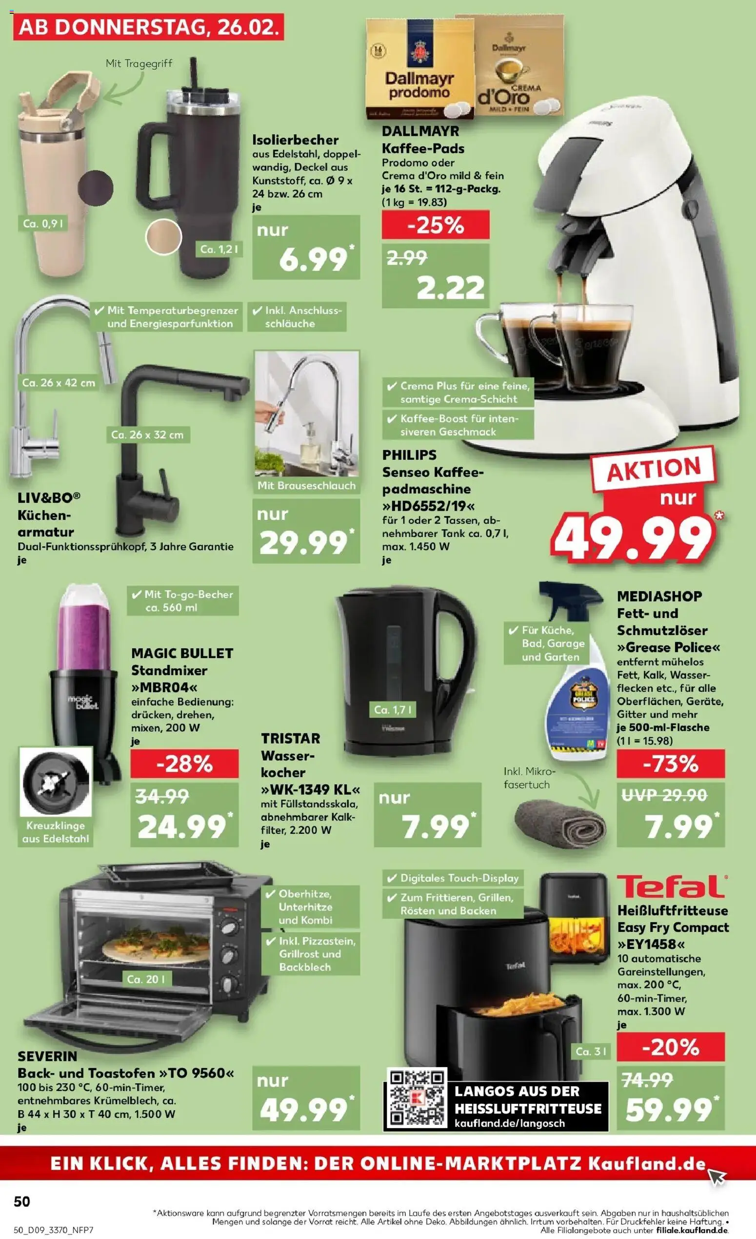 Vorschau von dem Prospekt des Geschäftes Kaufland, gültig ab dem 26.02.2026 - Kaffee, Philips, Wasserkocher, Senseo, Armatur, Dallmayr prodomo, Kaffeepads, Kocher