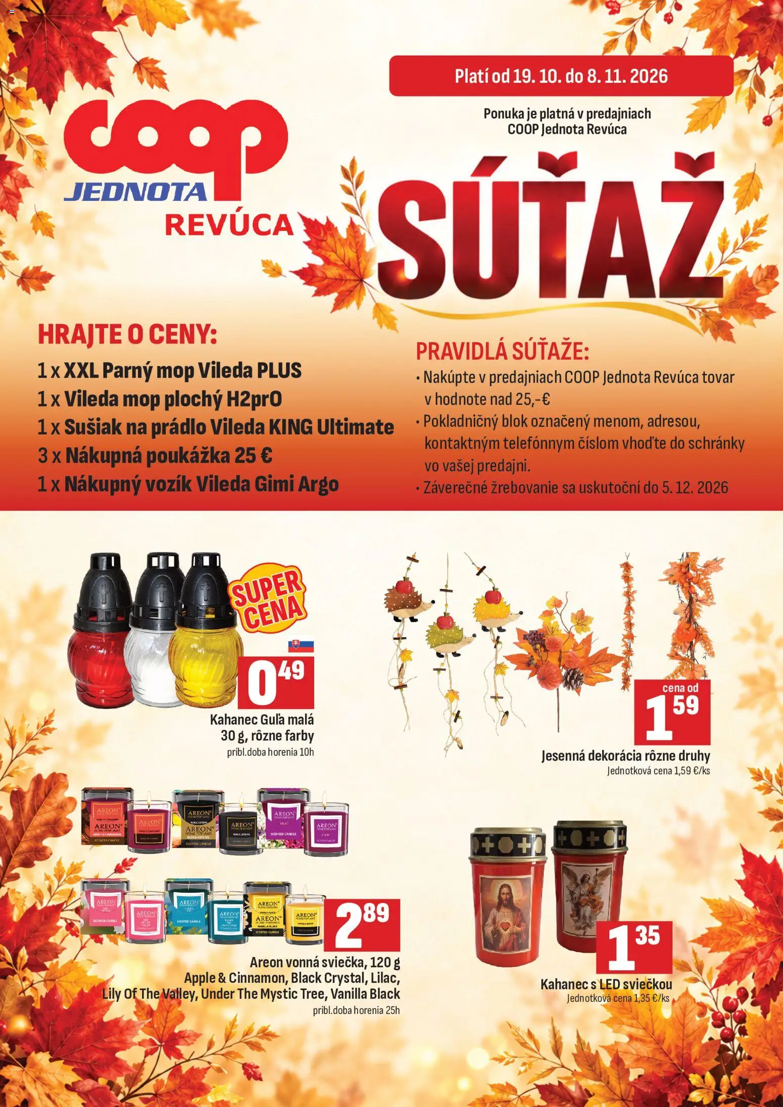 Náhľad COOP Jednota letáku platného od 19.10.2026 - Apple, Mop, Sušiak na prádlo, Led