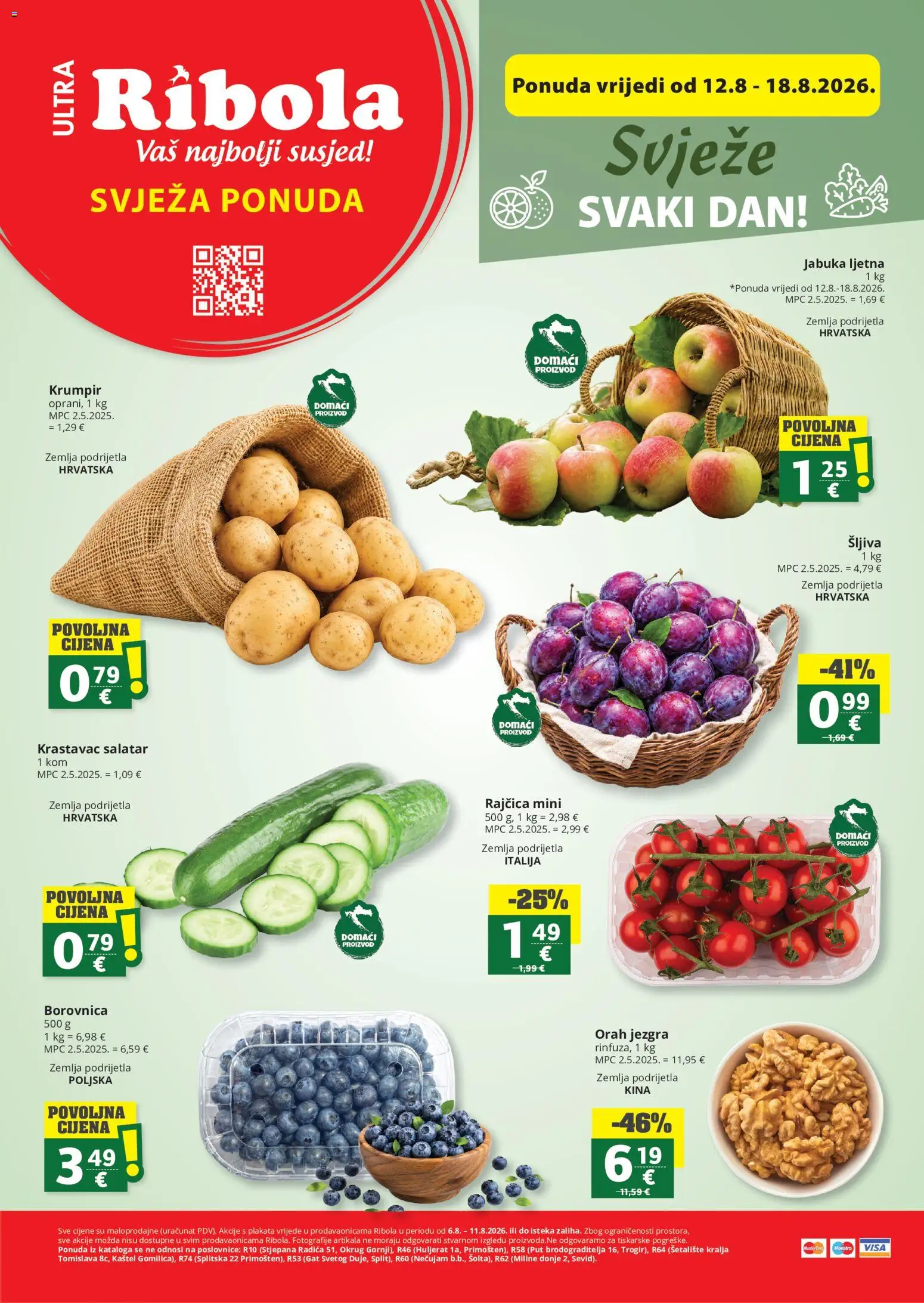 Pregled letka Ribola Svježa Ponuda trgovine Ribola vrijedi od 12.08.2026