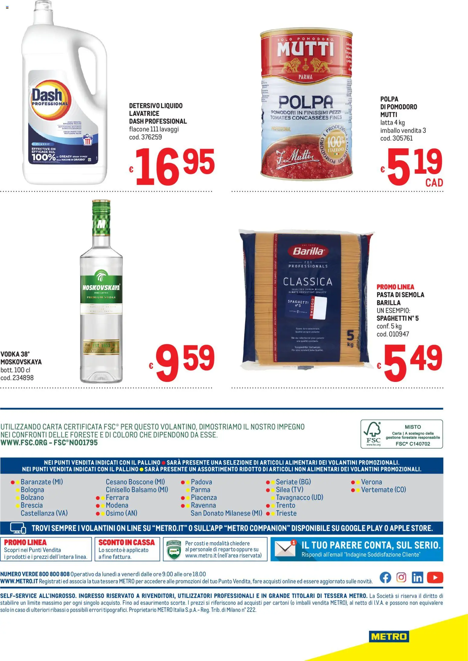 Anteprima dell'opuscolo Metro volantino dal negozio Metro valido da 22/10/2026 - Pasta, Lavatrice, Pomodoro, Spaghetti, Barilla, Pomodori, Mutti, Semola
