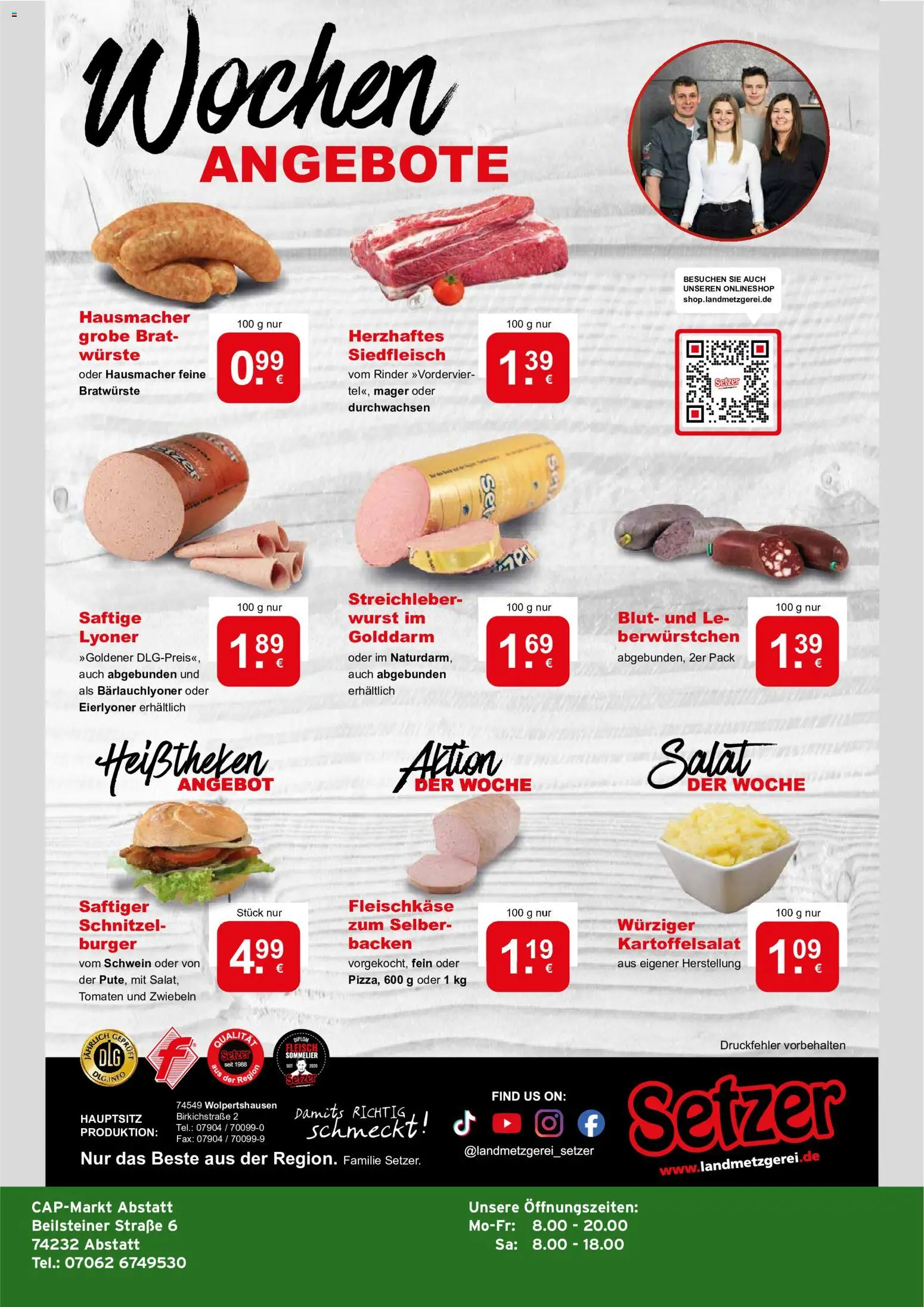 Vorschau von dem Prospekt des Geschäftes CAP Markt, gültig ab dem 26.10.2026 - Burger, Schnitzel, Wurst, Salat, Fleisch, Tomaten, Zwiebeln