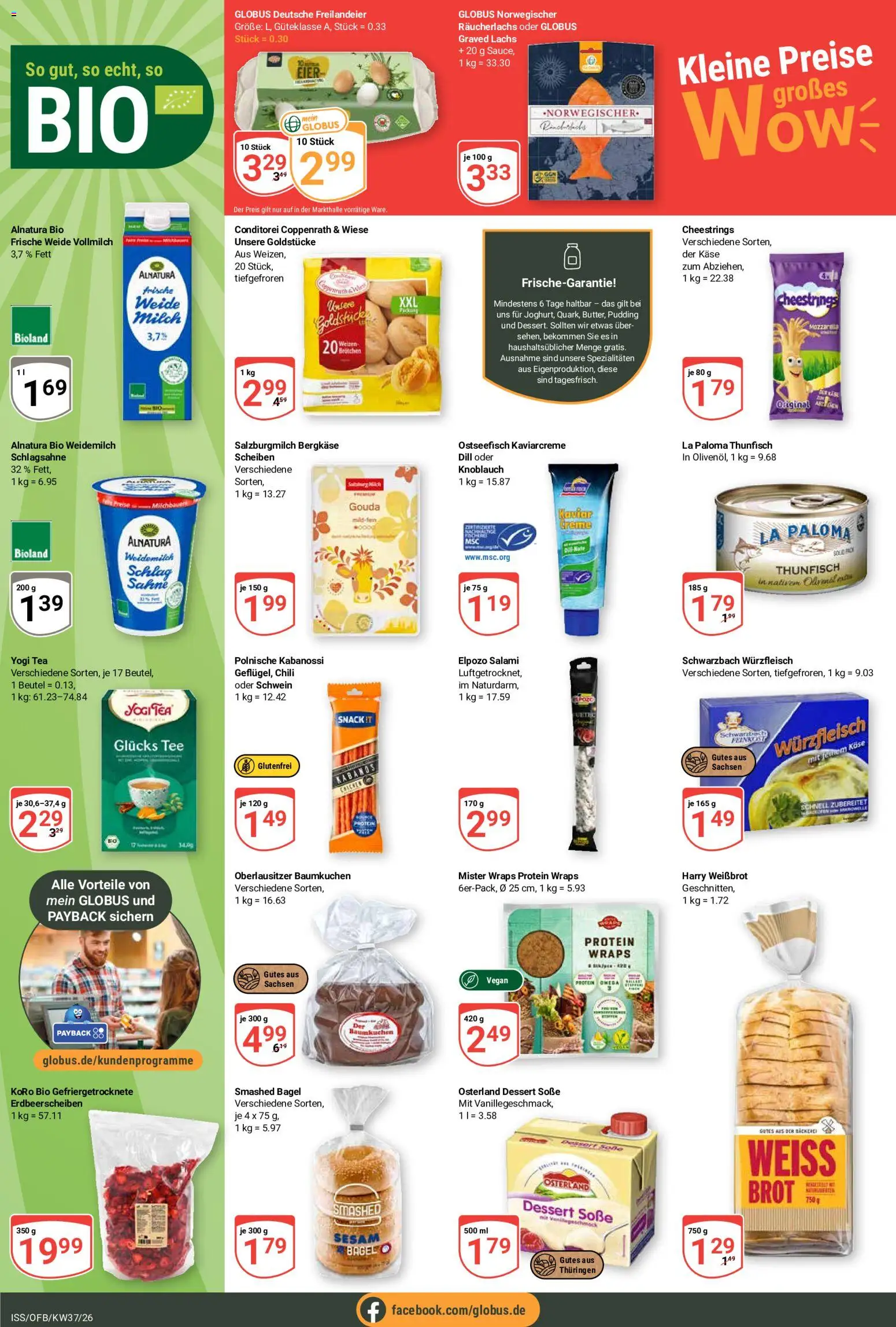 Vorschau von dem Prospekt des Geschäftes Globus, gültig ab dem 07.09.2026 - Tee, Thunfisch, Lachs, Brot, Milch, Schlagsahne, Chili, Soße