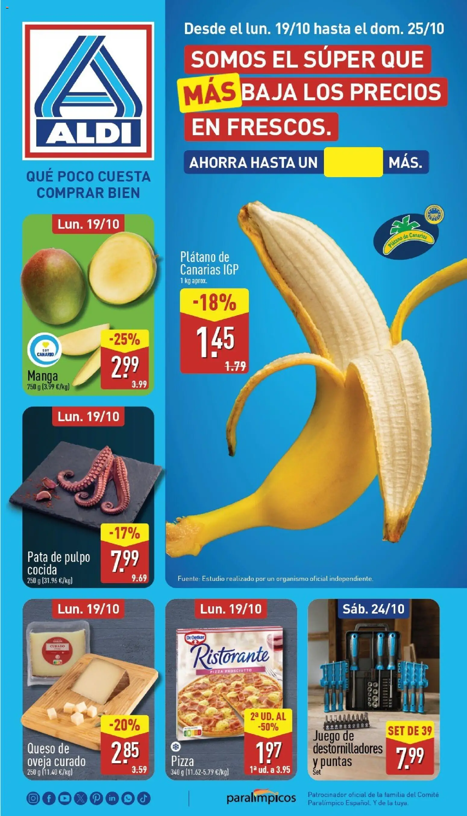 Vista previa del folleto de la tienda Aldi válido desde el 19/10/2026 - Mango, Pizza, Queso, Queso de oveja