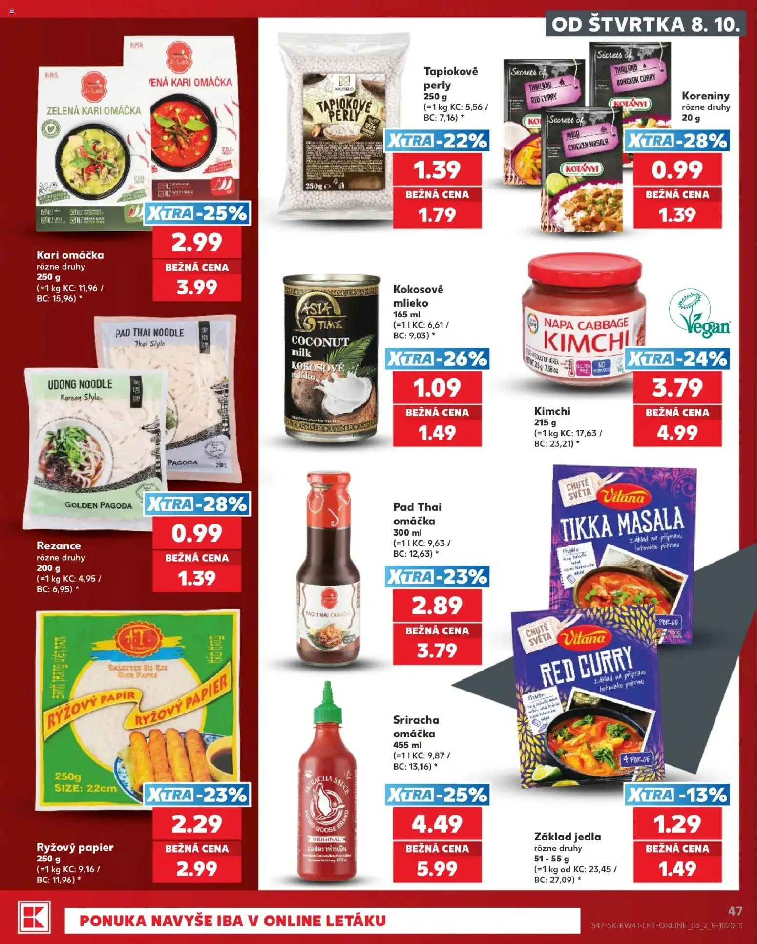 Náhľad Kaufland letáku platného od 08.10.2026 - Kimchi, Mlieko, Omáčka, Rezance